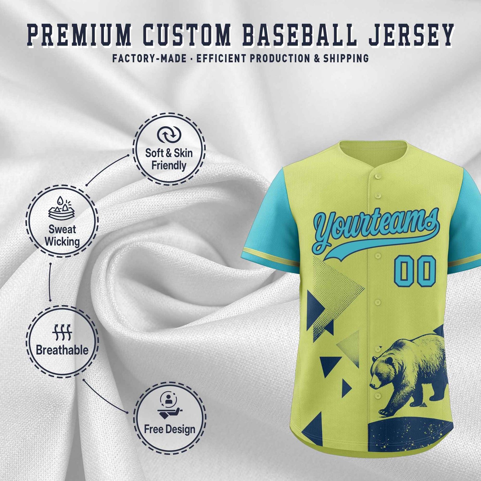Custom Sky Blue Champagne Raptor Series Raglan Sleeves Drapable Baseball Jersey