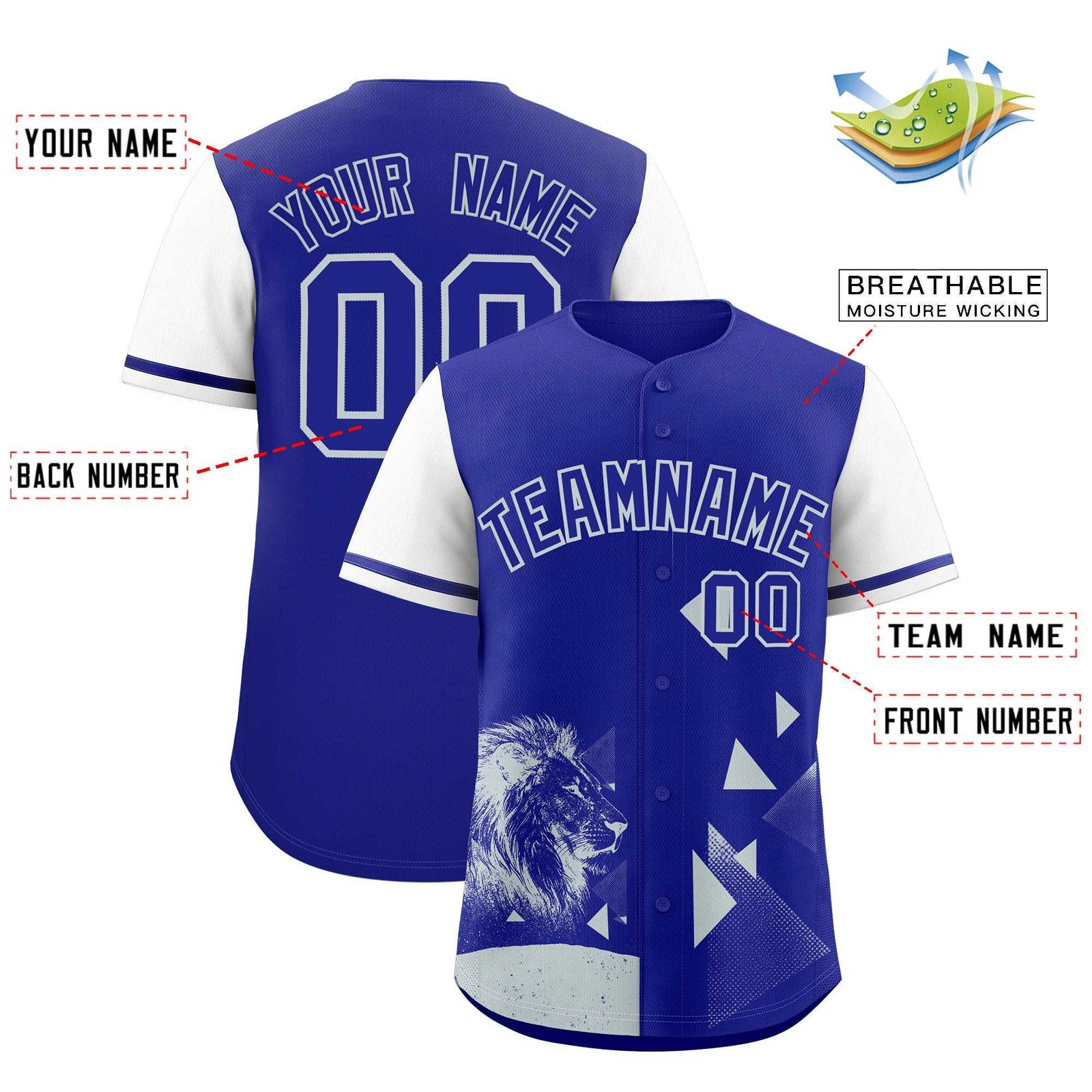 Custom White Royal Raptor Series Raglan Sleeves Lightweight Baseball Jersey