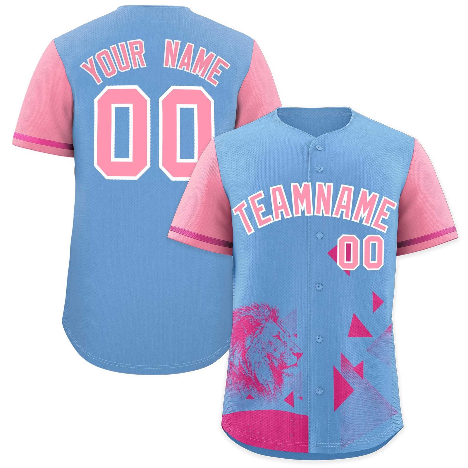 Custom Powder Blue Light Pink Raptor Series Raglan Sleeves Wrinkle-Resistant Baseball Jersey