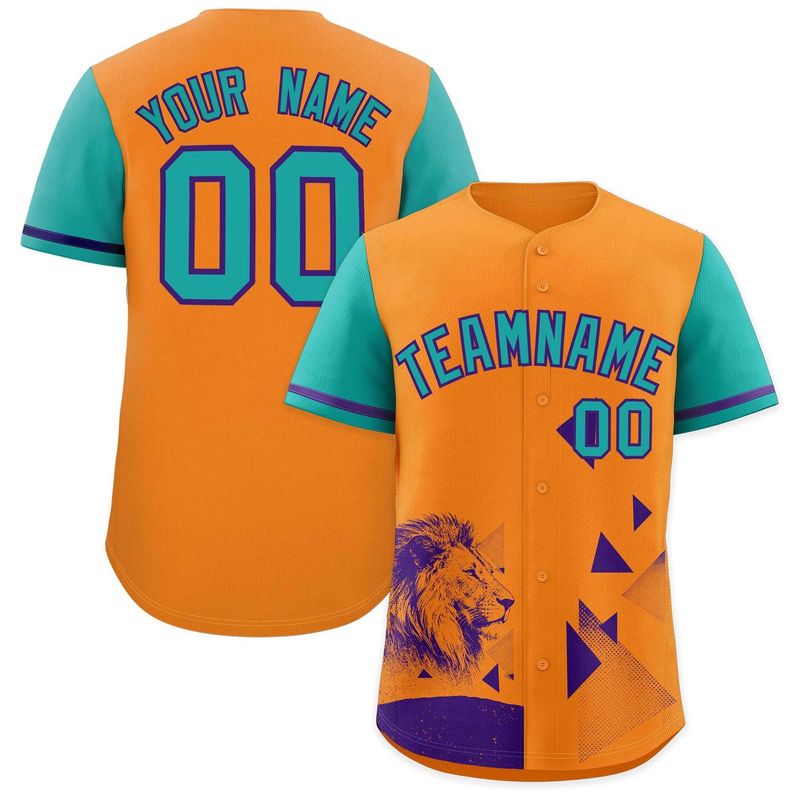 Custom Aqua Orange Raptor Series Raglan Sleeves Street Style Baseball Jersey