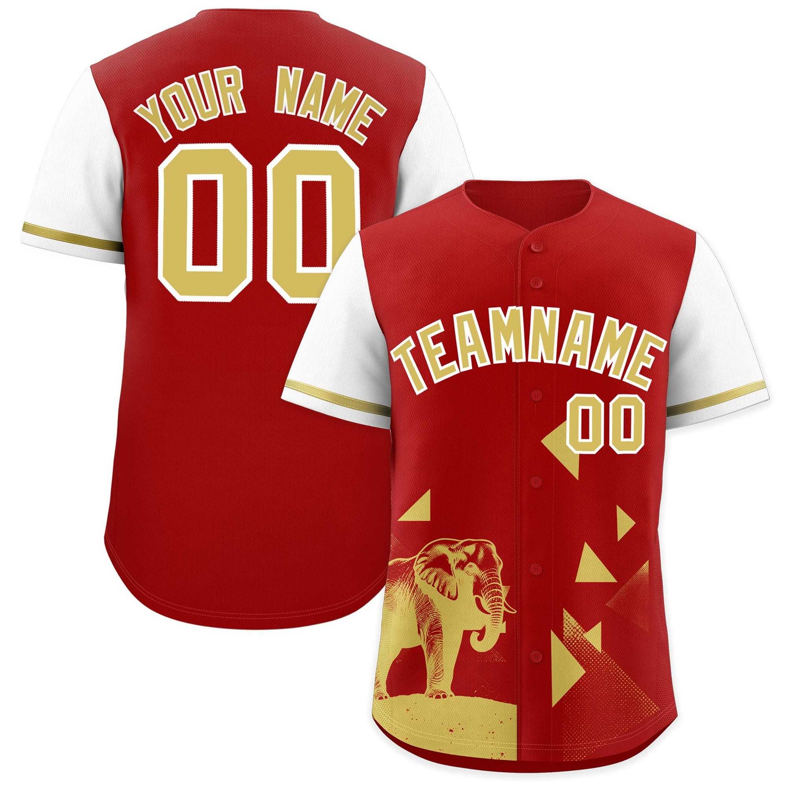 Custom Red White Raptor Series Raglan Sleeves Street Style Baseball Jersey