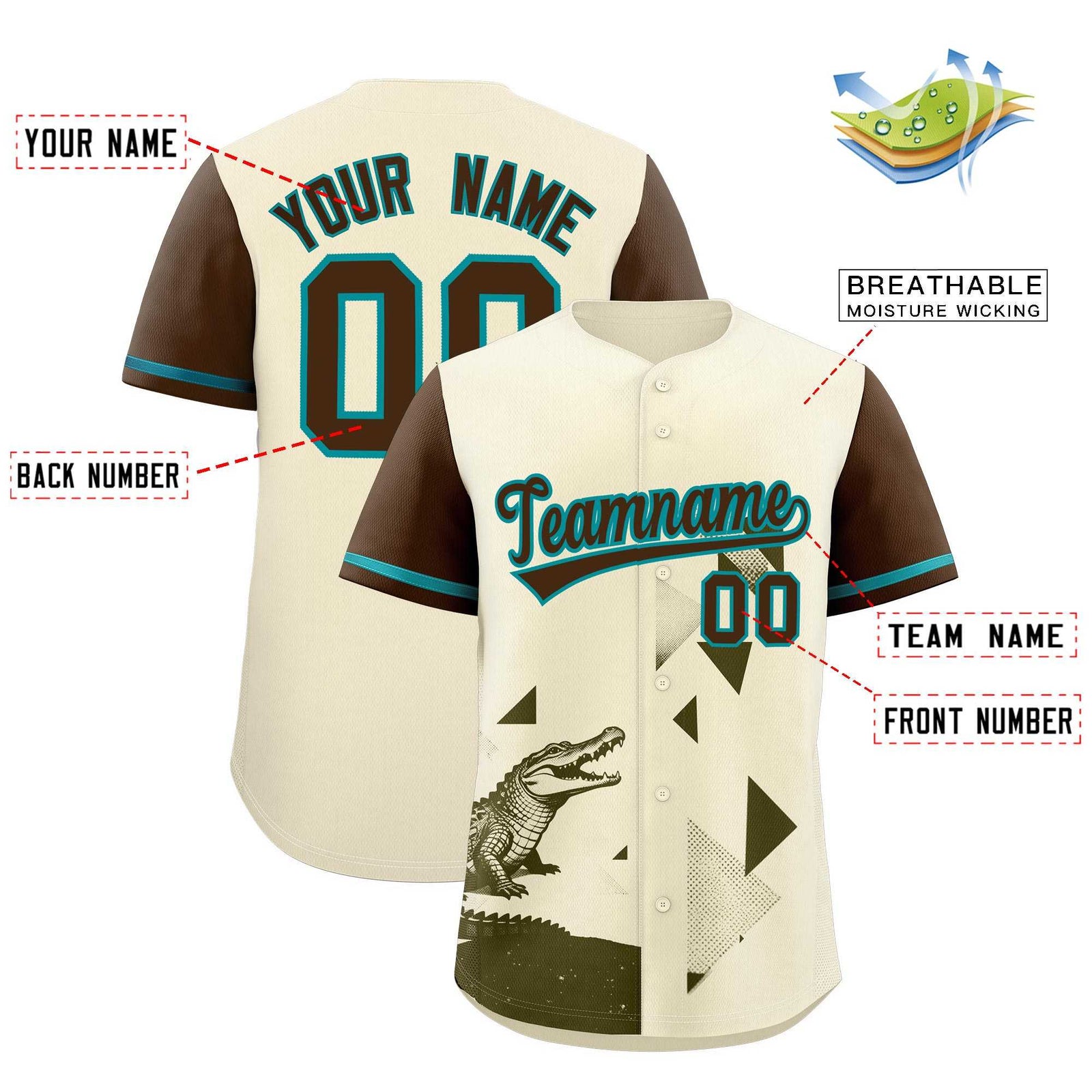 Custom Light Brown Cream Raptor Series Raglan Sleeves Drapable Baseball Jersey |KXKSHOP