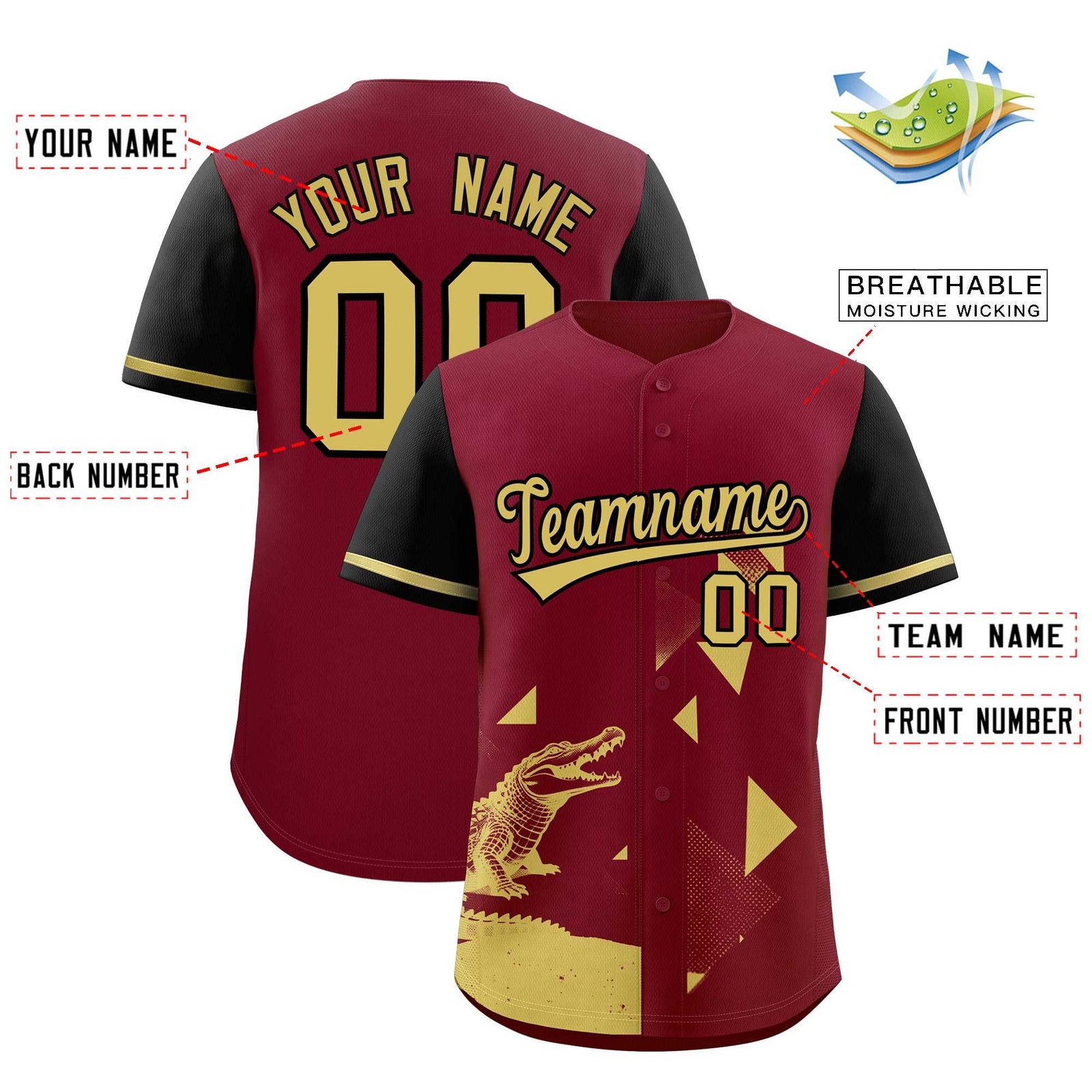 Custom Black Crimson Raptor Series Raglan Sleeves Street Style Baseball Jersey |KXKSHOP