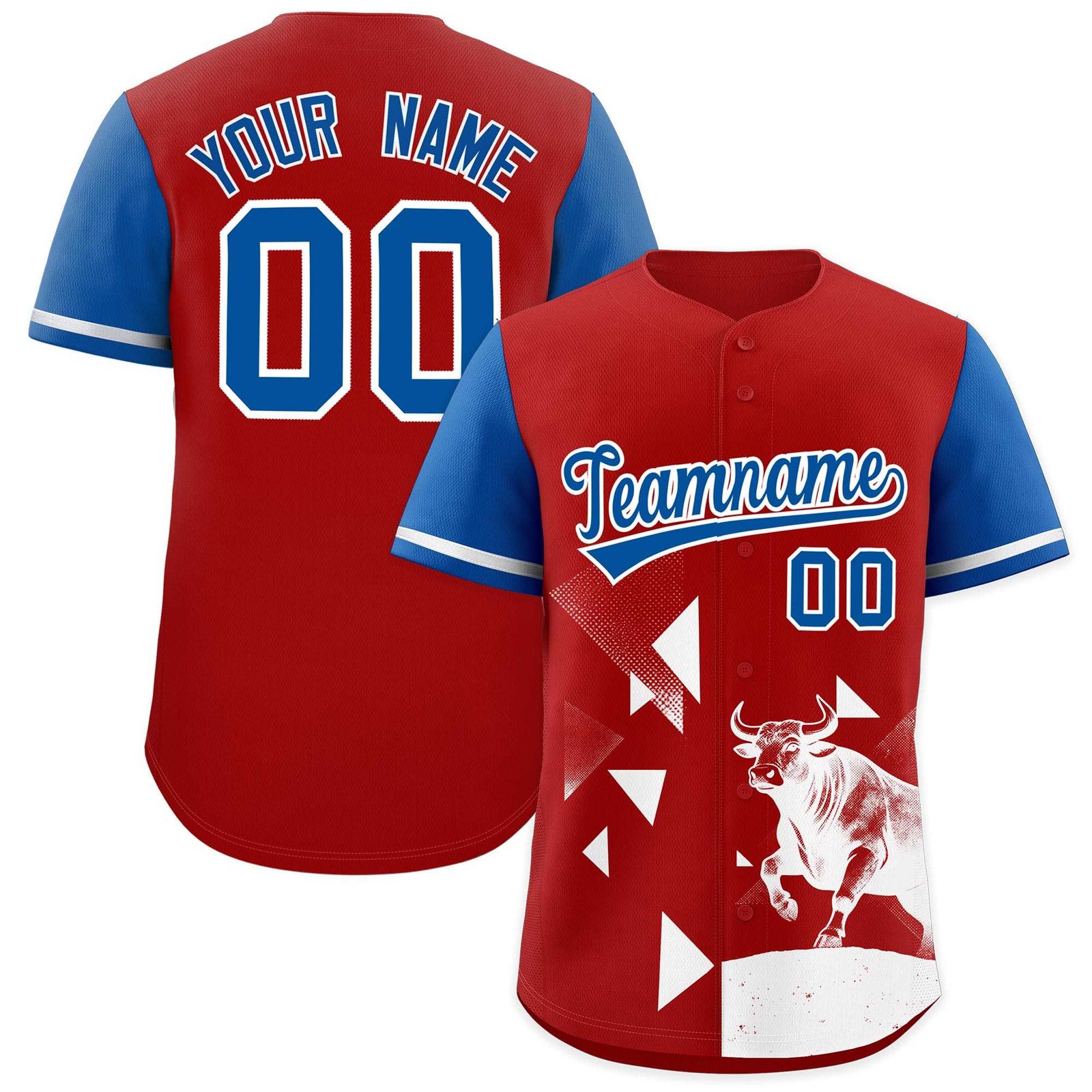 Custom Royal Red Raptor Series Raglan Sleeves Street Style Baseball Jersey |KXKSHOP