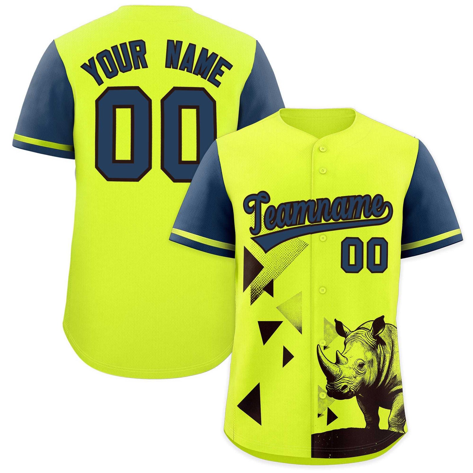 Custom Midnight Blue Fluorescent Green Raptor Series Raglan Sleeves Hip Hop Baseball Jersey |KXKSHOP