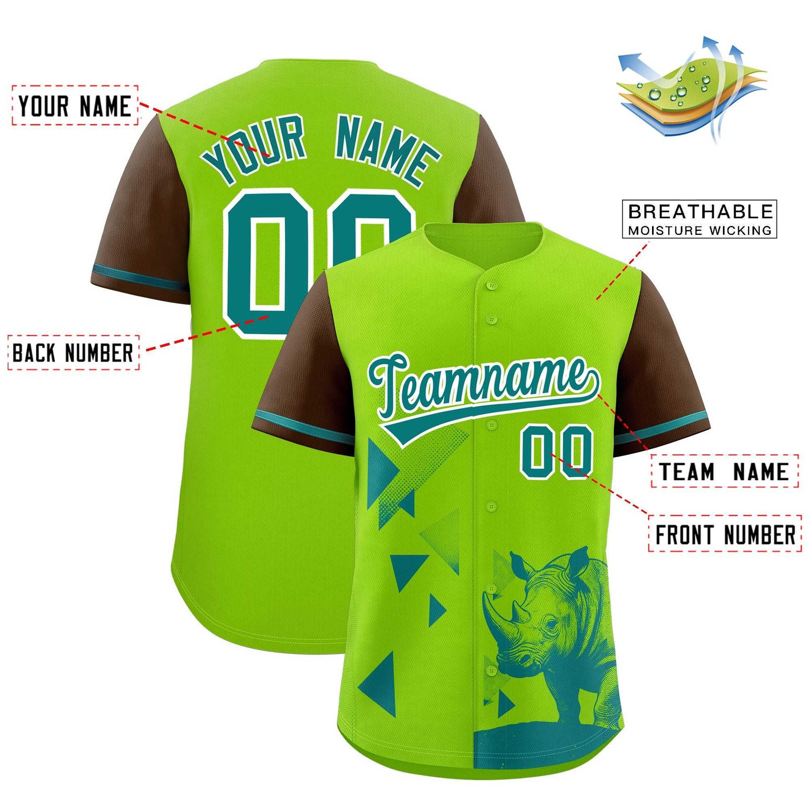 Custom Neon Green Light Brown Raptor Series Raglan Sleeves Urban Style Baseball Jersey |KXKSHOP
