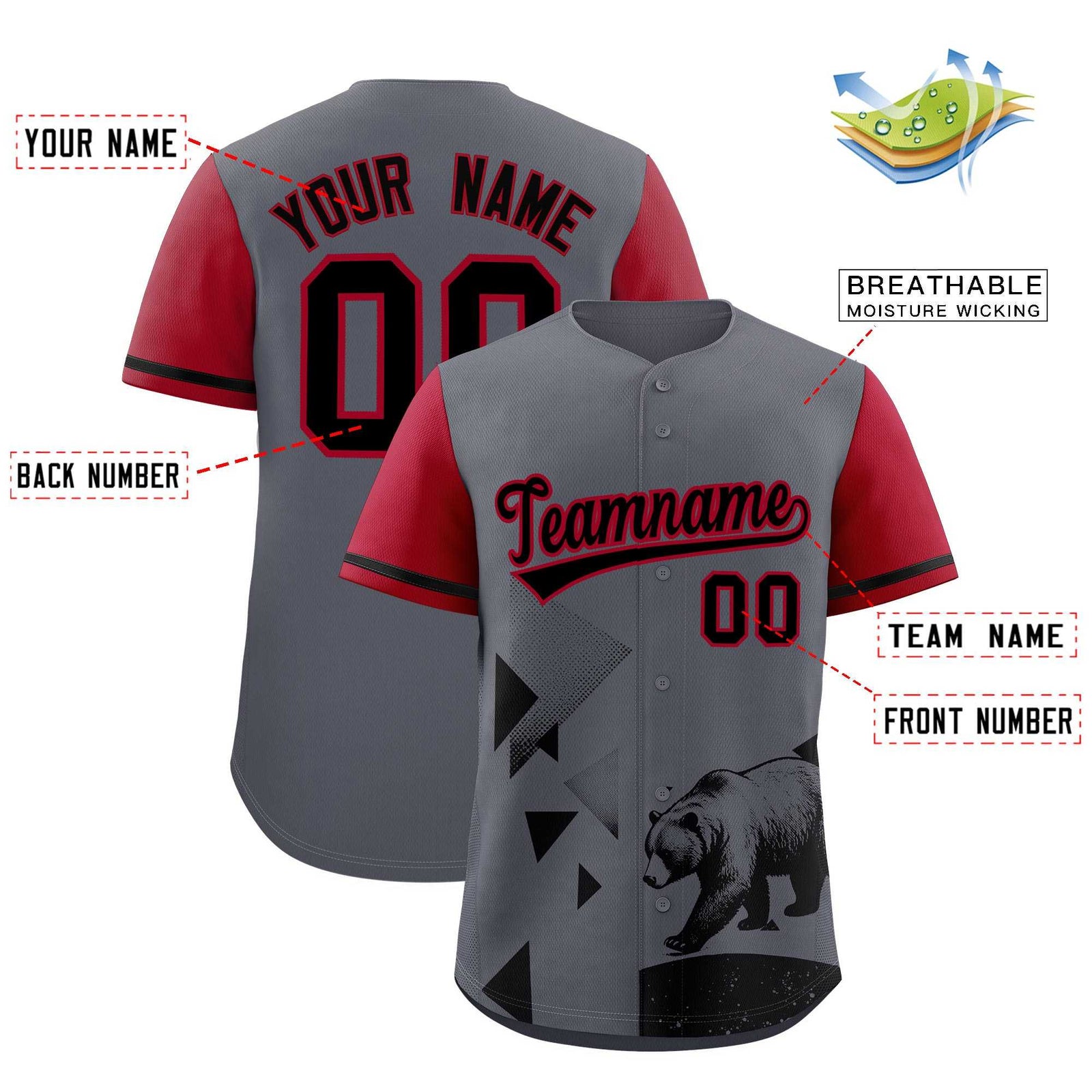 Custom Gray Scarlet Raptor Series Raglan Sleeves Urban Style Baseball Jersey |KXKSHOP