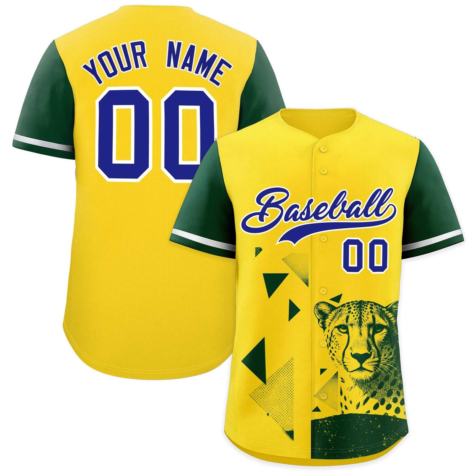 Custom Dark Green Yellow Raptor Series Raglan Sleeves Hip Hop Baseball Jersey