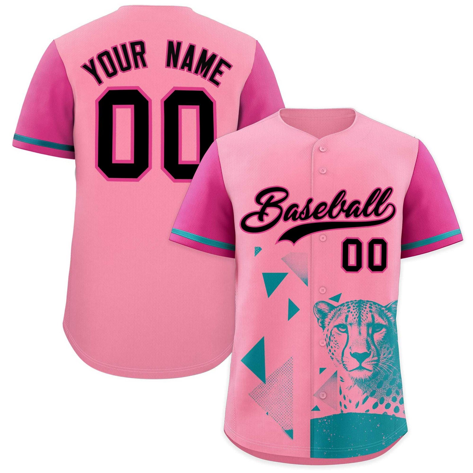 Custom Rose Red Light Pink Raptor Series Raglan Sleeves Breathable Baseball Jersey