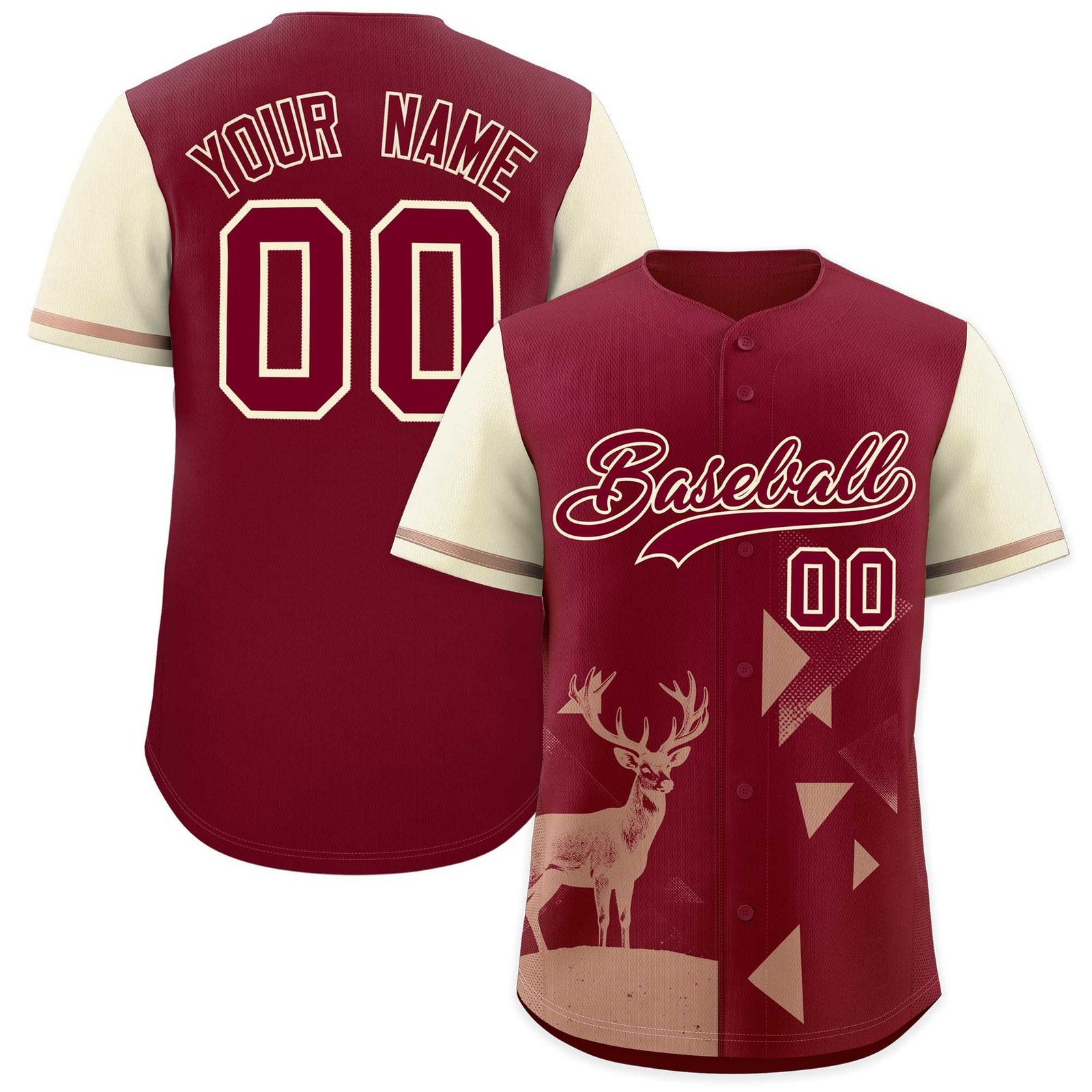 Custom Cream Crimson Raptor Series Raglan Sleeves Urban Style Baseball Jersey