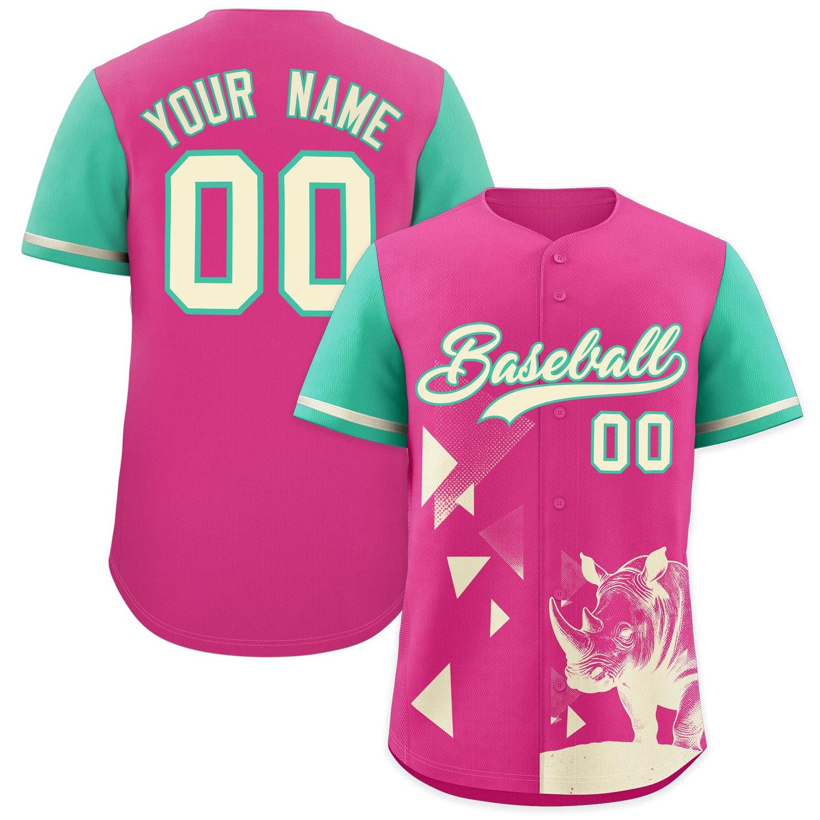 Custom Green Rose Red Raptor Series Raglan Sleeves Breathable Baseball Jersey