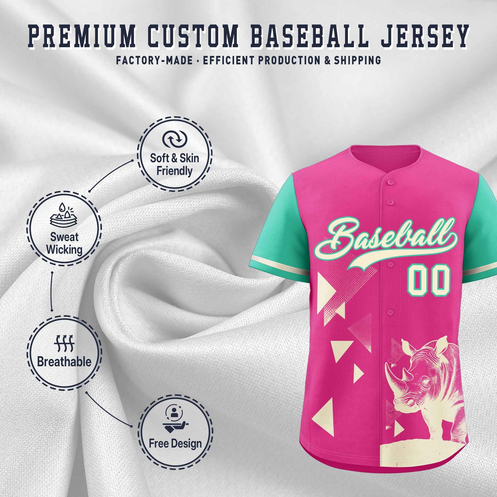 Custom Green Rose Red Raptor Series Raglan Sleeves Breathable Baseball Jersey