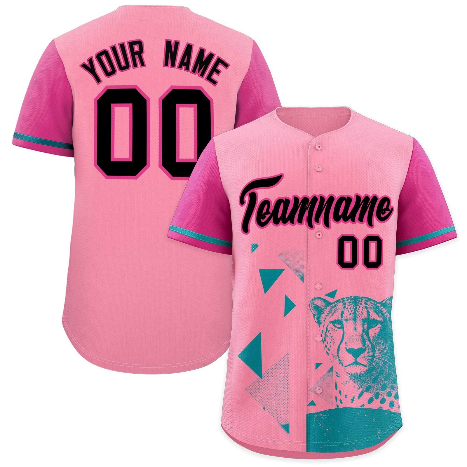 Custom Rose Red Light Pink Raptor Series Raglan Sleeves Breathable Baseball Jersey