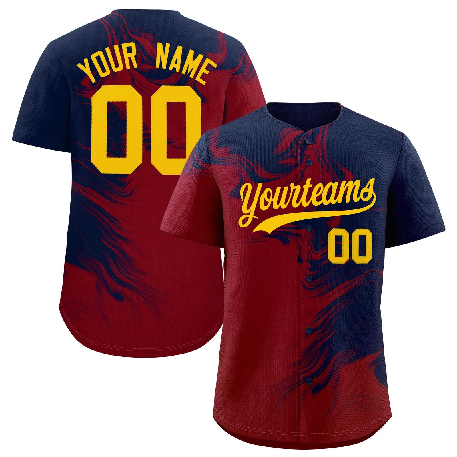 Custom Navy Crimson Personalized Ink Pattern Authentic Baseball Jersey