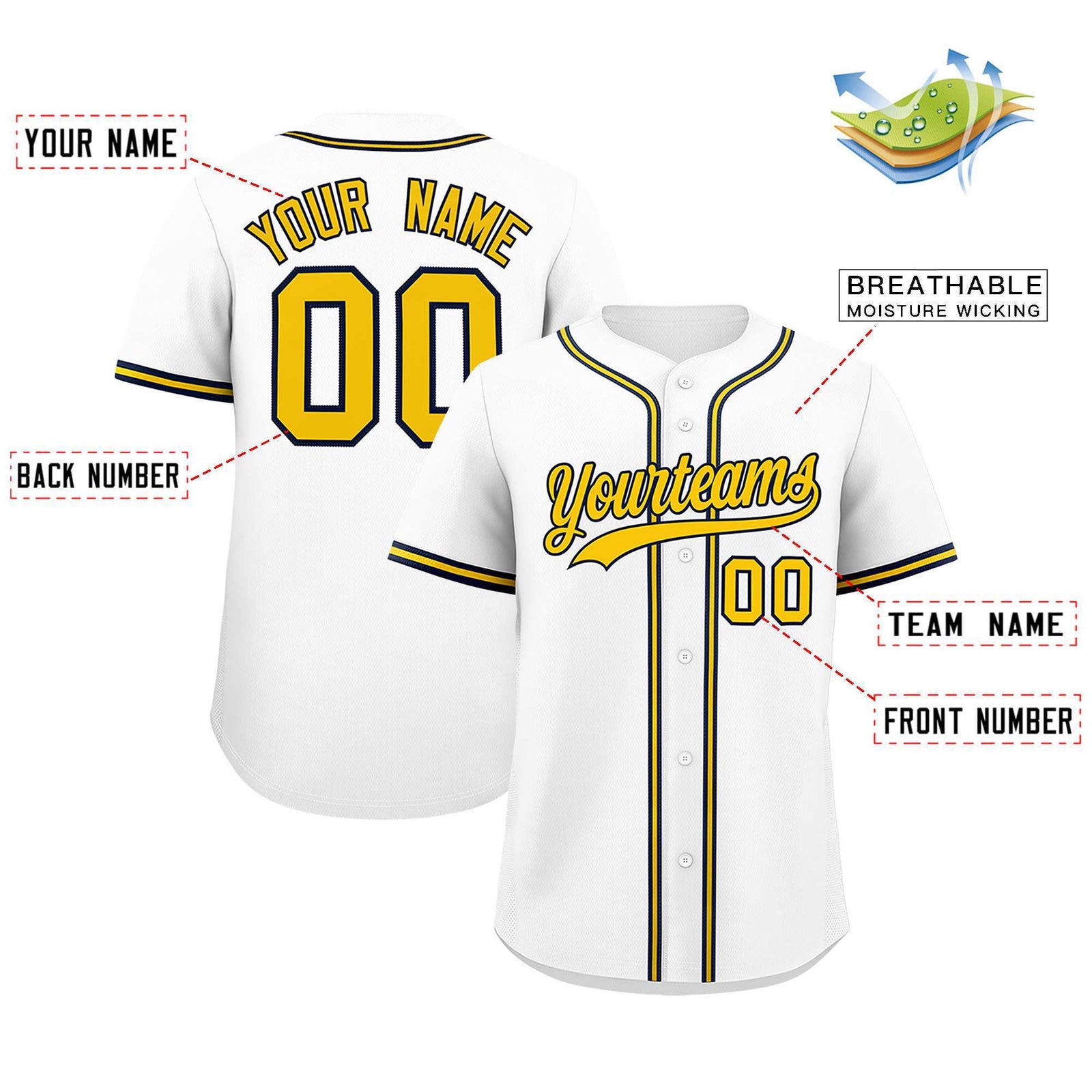 Custom White Classic Style Authentic Baseball Jersey