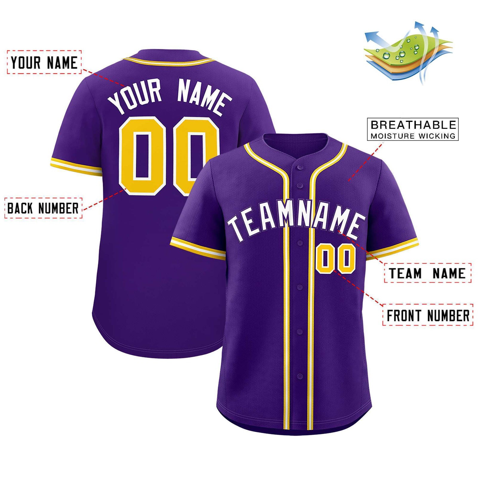 Custom Purple Classic Style Authentic Baseball Jersey