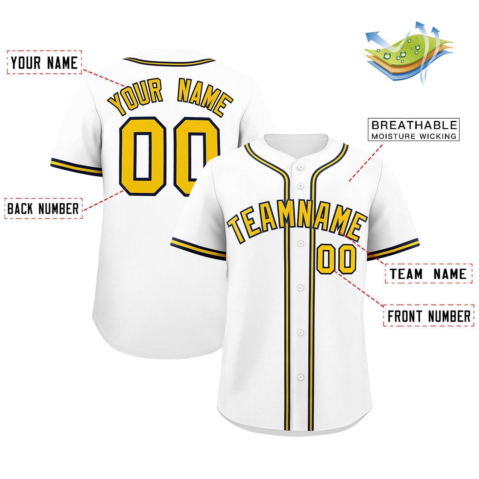 Custom White Classic Style Authentic Baseball Jersey