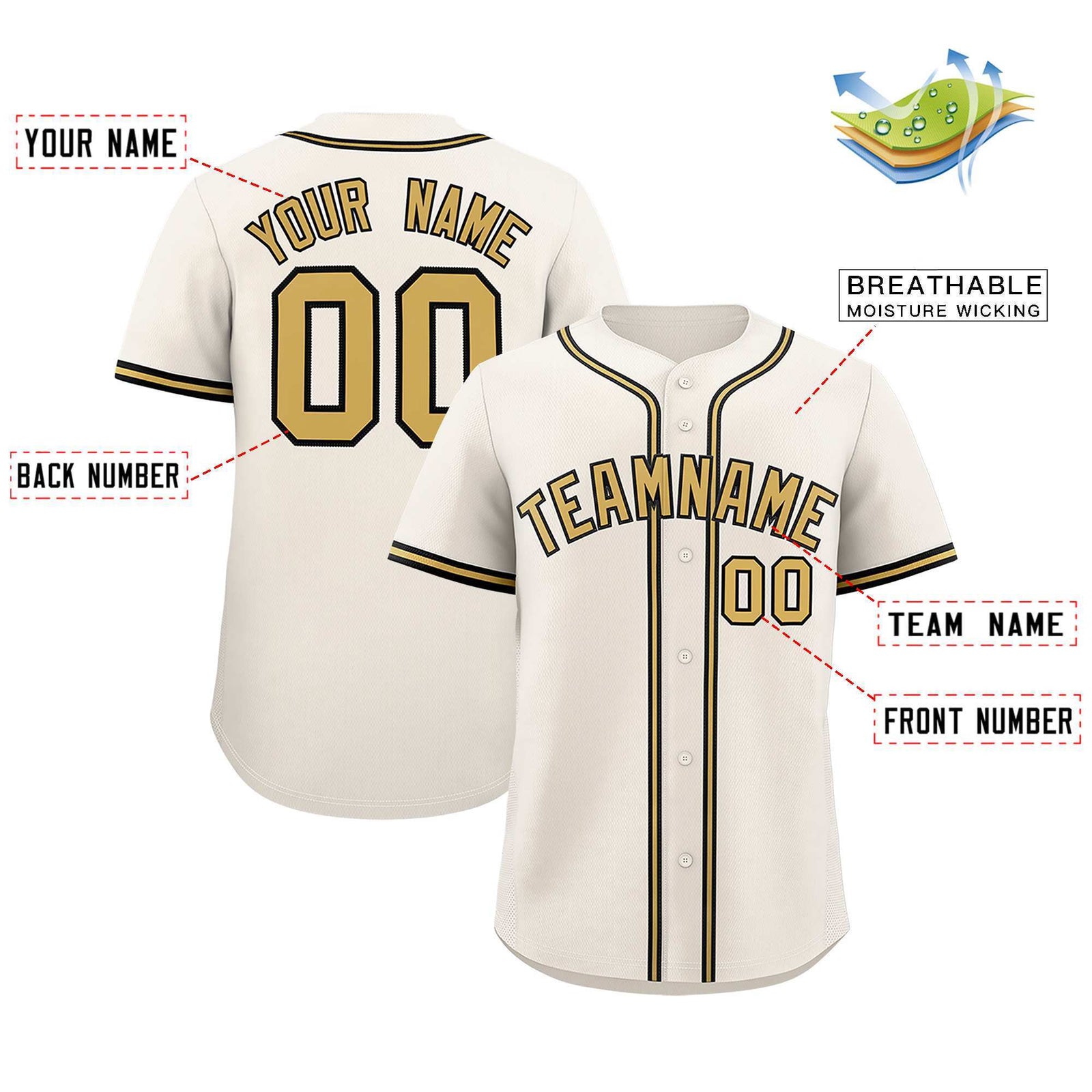 Custom Cream Classic Style Authentic Baseball Jersey