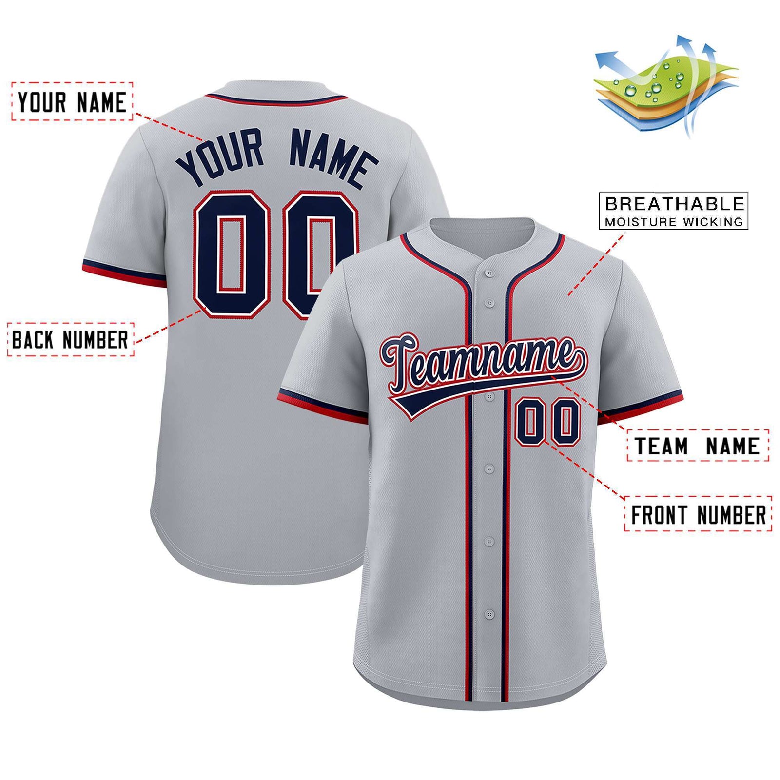 Custom Gray Classic Style Authentic Baseball Jersey