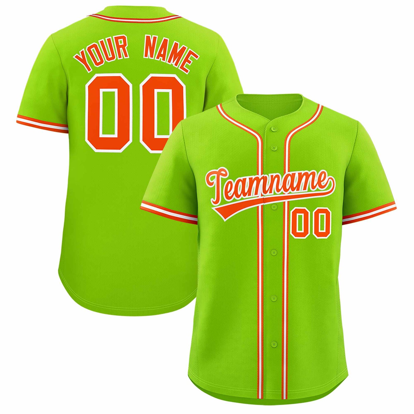 Custom Neon Green Classic Style Authentic Baseball Jersey