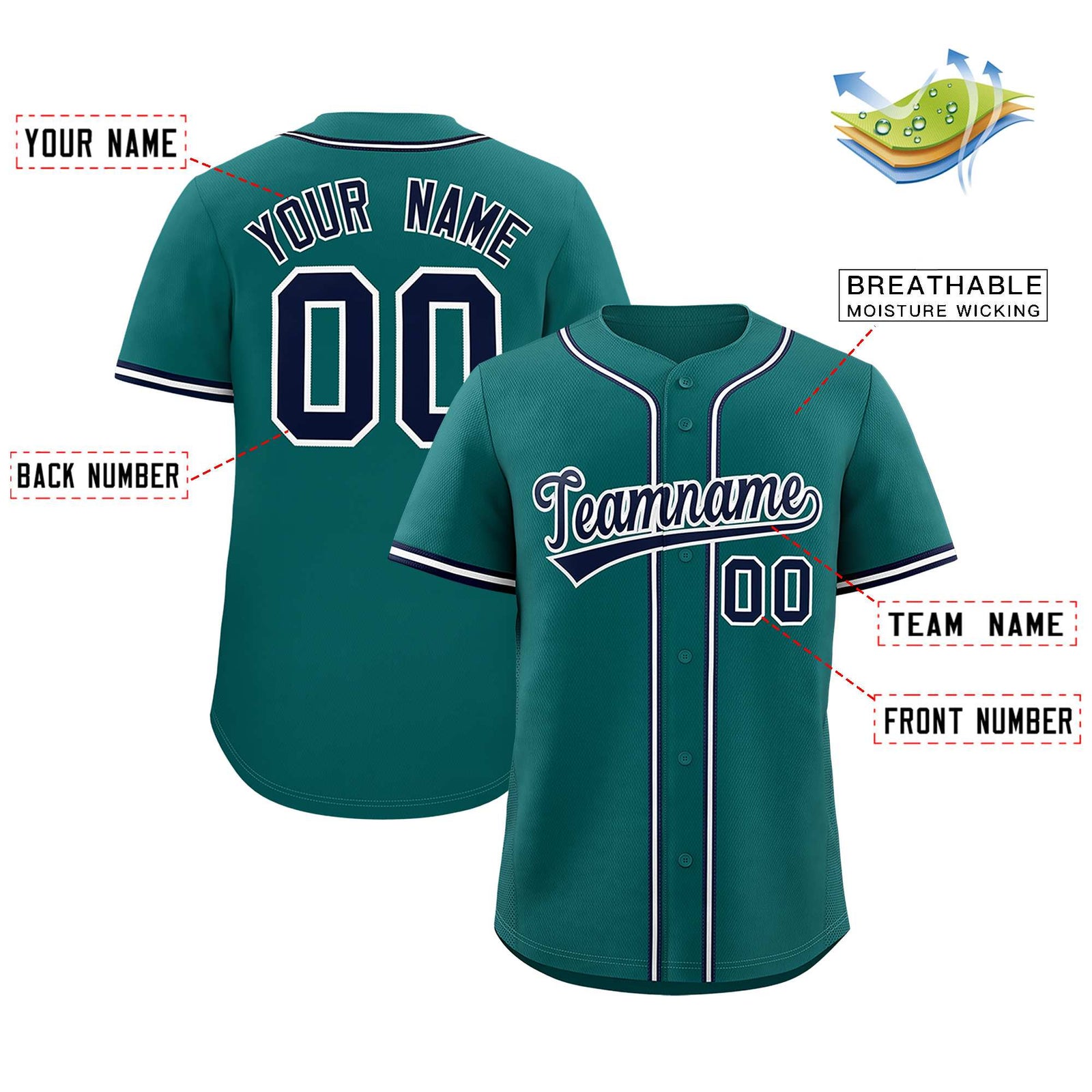 Custom Aqua Classic Style Authentic Baseball Jersey