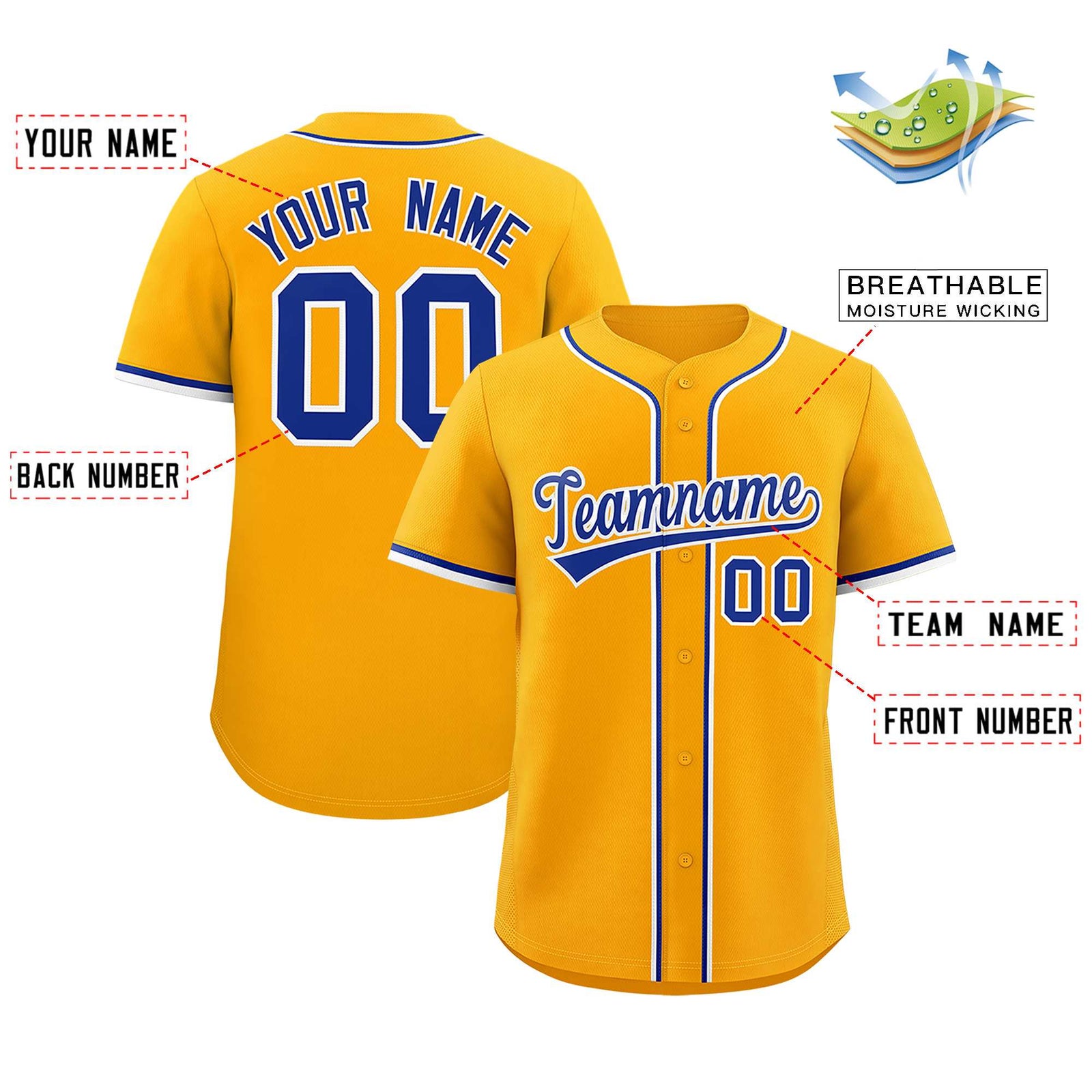 Custom Yellow Classic Style Authentic Baseball Jersey