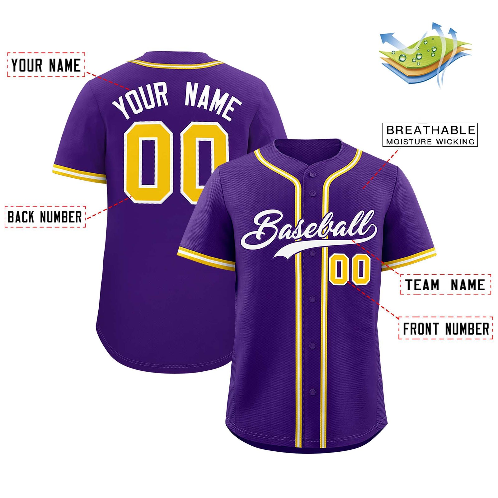 Custom Purple Classic Style Authentic Baseball Jersey