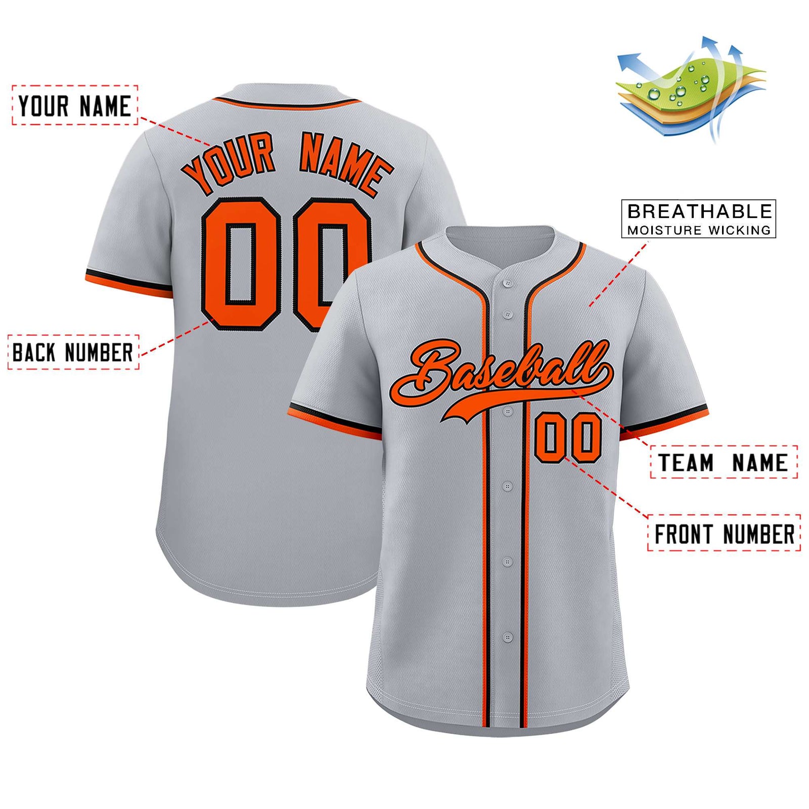 Custom Gray Classic Style Authentic Baseball Jersey