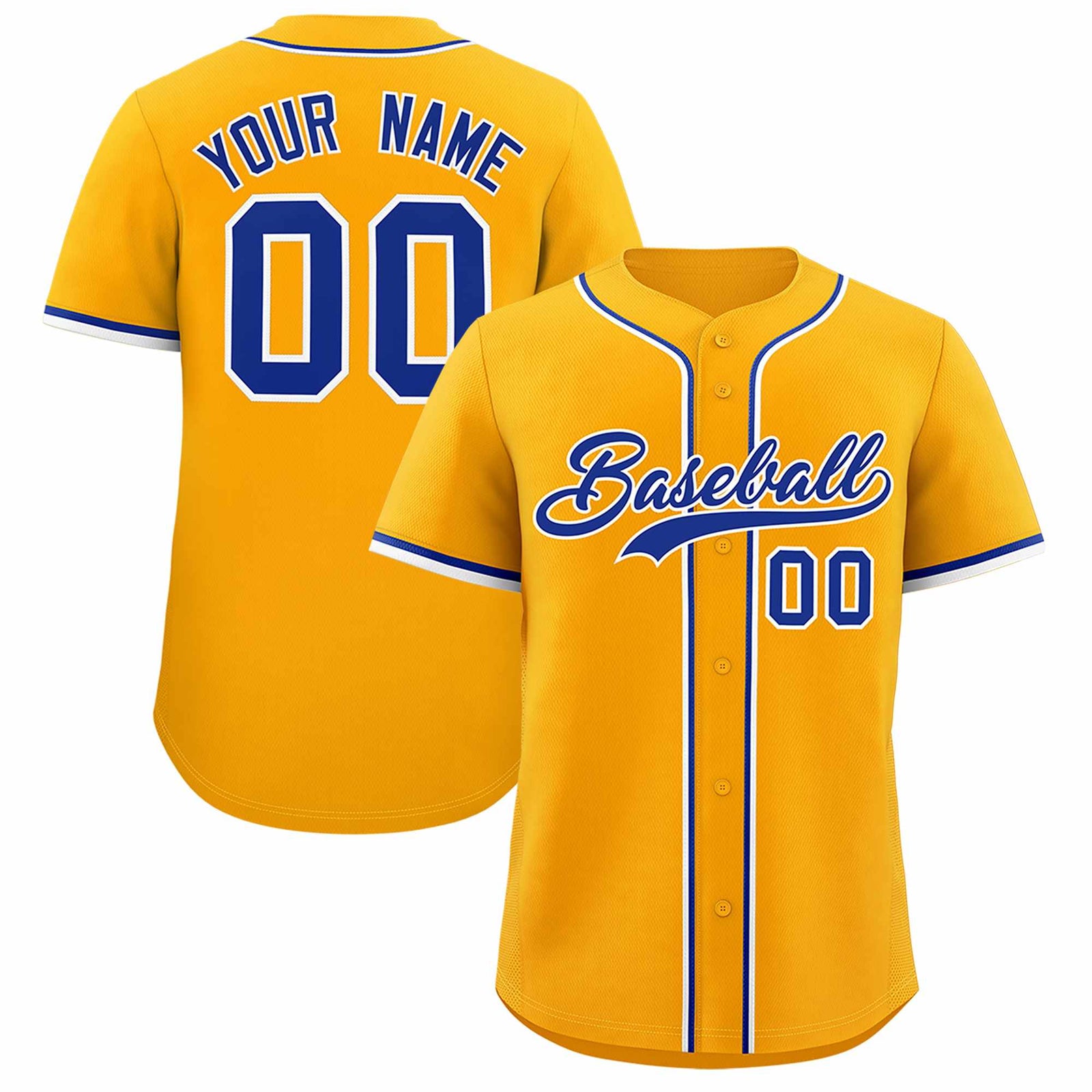 Custom Yellow Classic Style Authentic Baseball Jersey