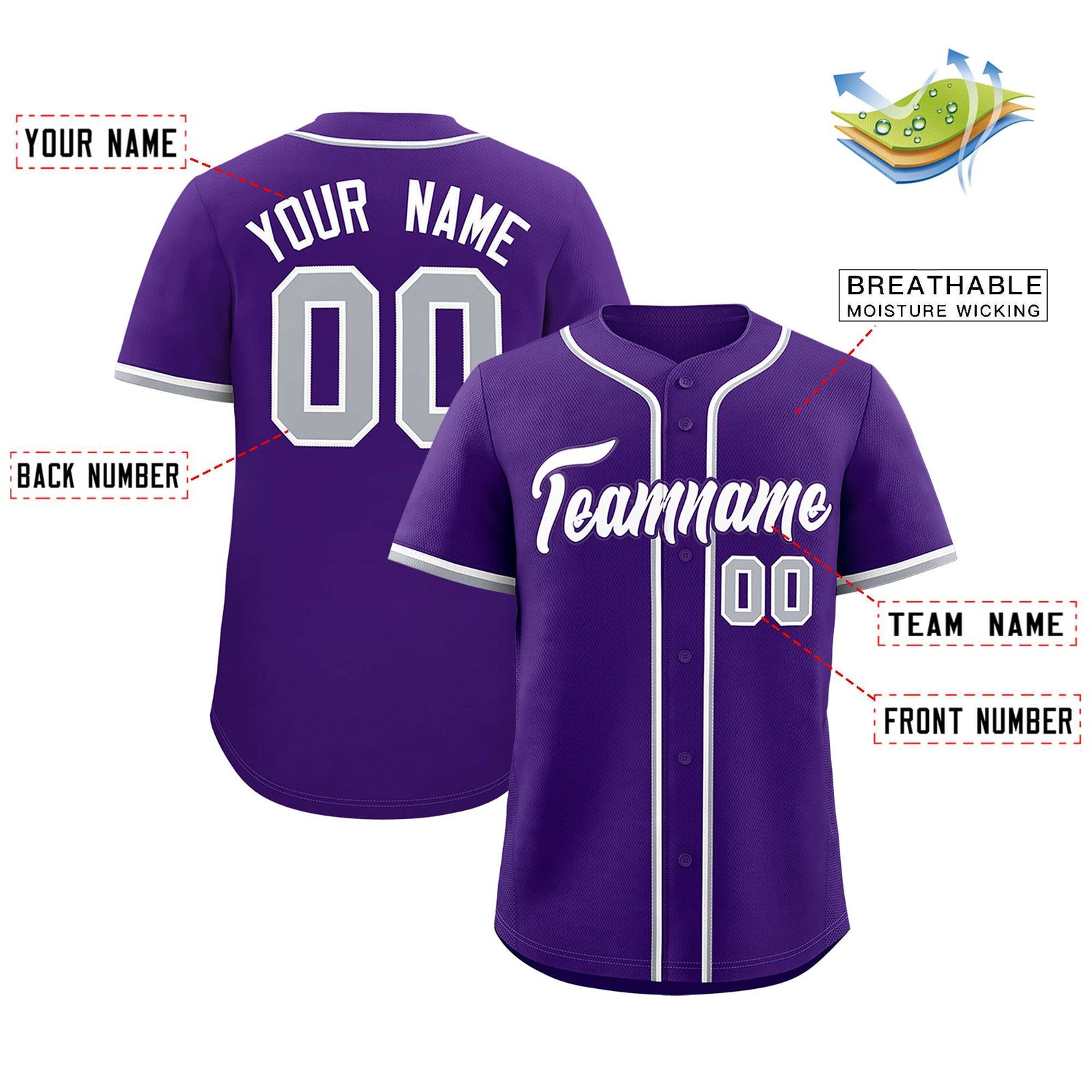 Custom Purple Classic Style Authentic Baseball Jersey