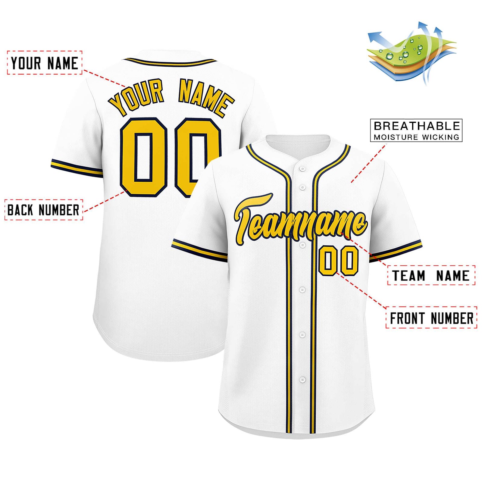 Custom White Classic Style Authentic Baseball Jersey