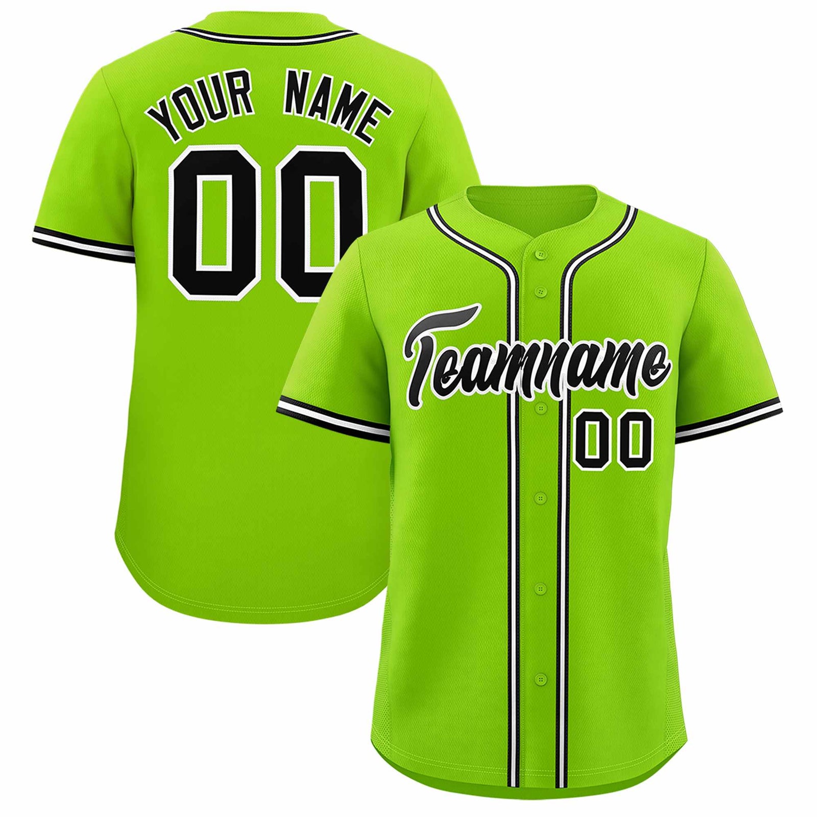 Custom Neon Green Classic Style Authentic Baseball Jersey
