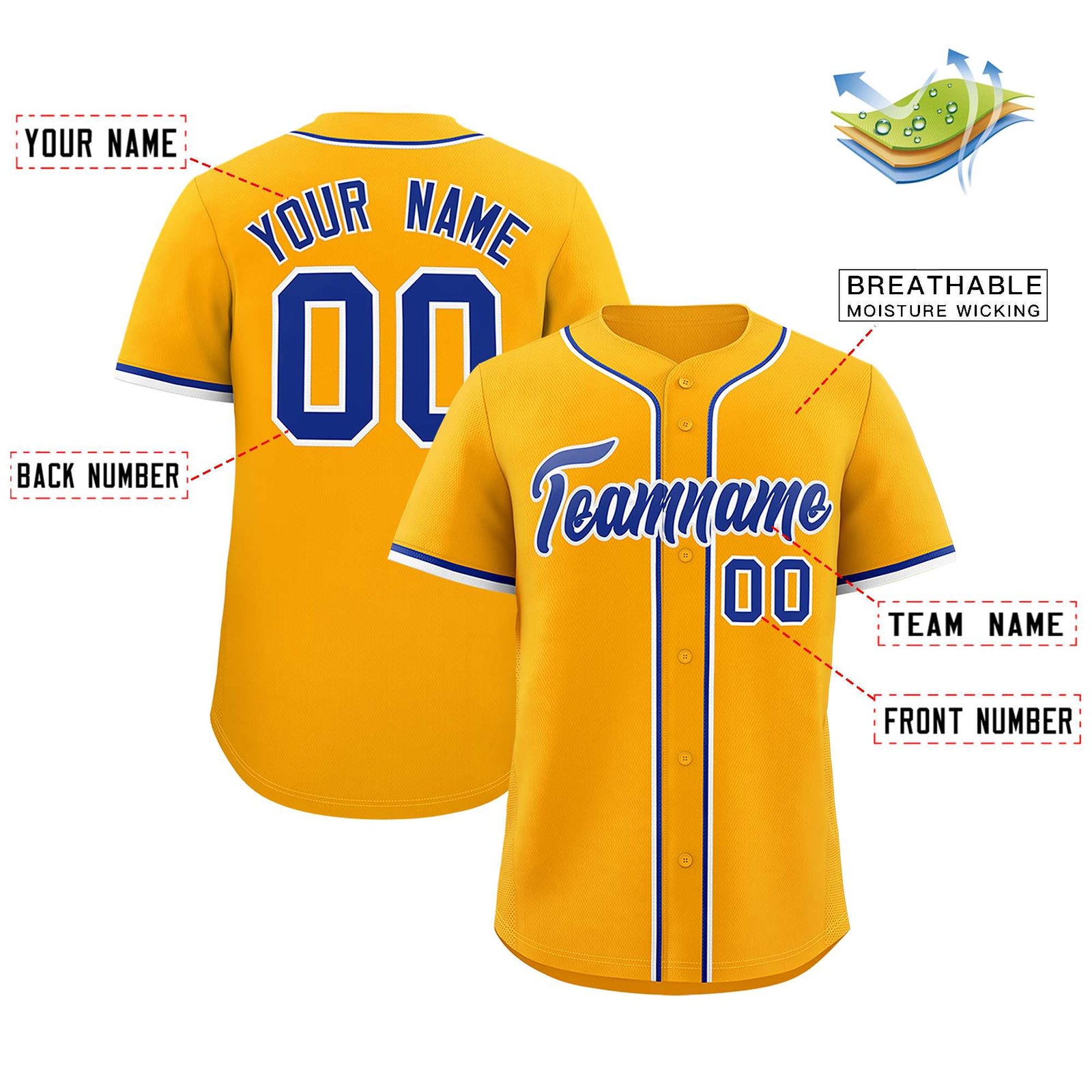 Custom Yellow Classic Style Authentic Baseball Jersey