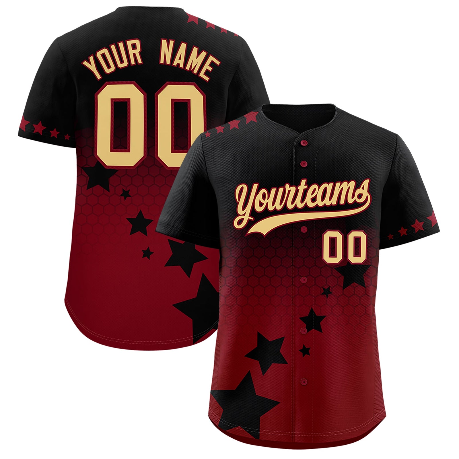 Custom Black Crimson Khaki Rising Stars Series Gradient Fashion Baseball Jersey| KXKSHOP