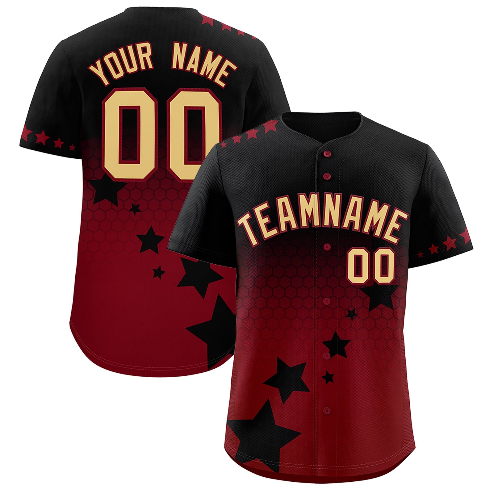 Custom Black Crimson Khaki Rising Stars Series Gradient Fashion Baseball Jersey| KXKSHOP