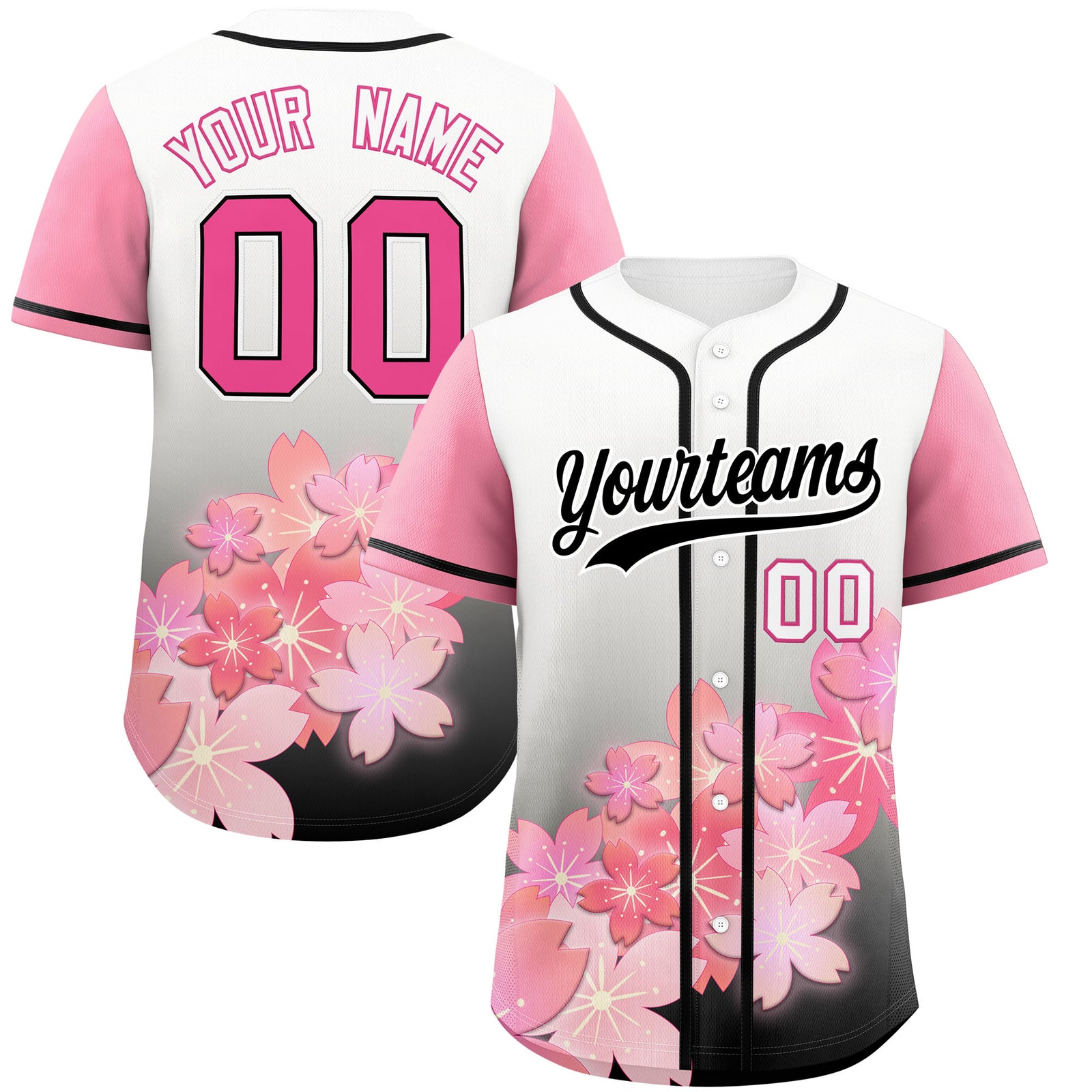 Custom Black Pink Gradient Fashion Elastic Baseball Jersey| KXKSHOP