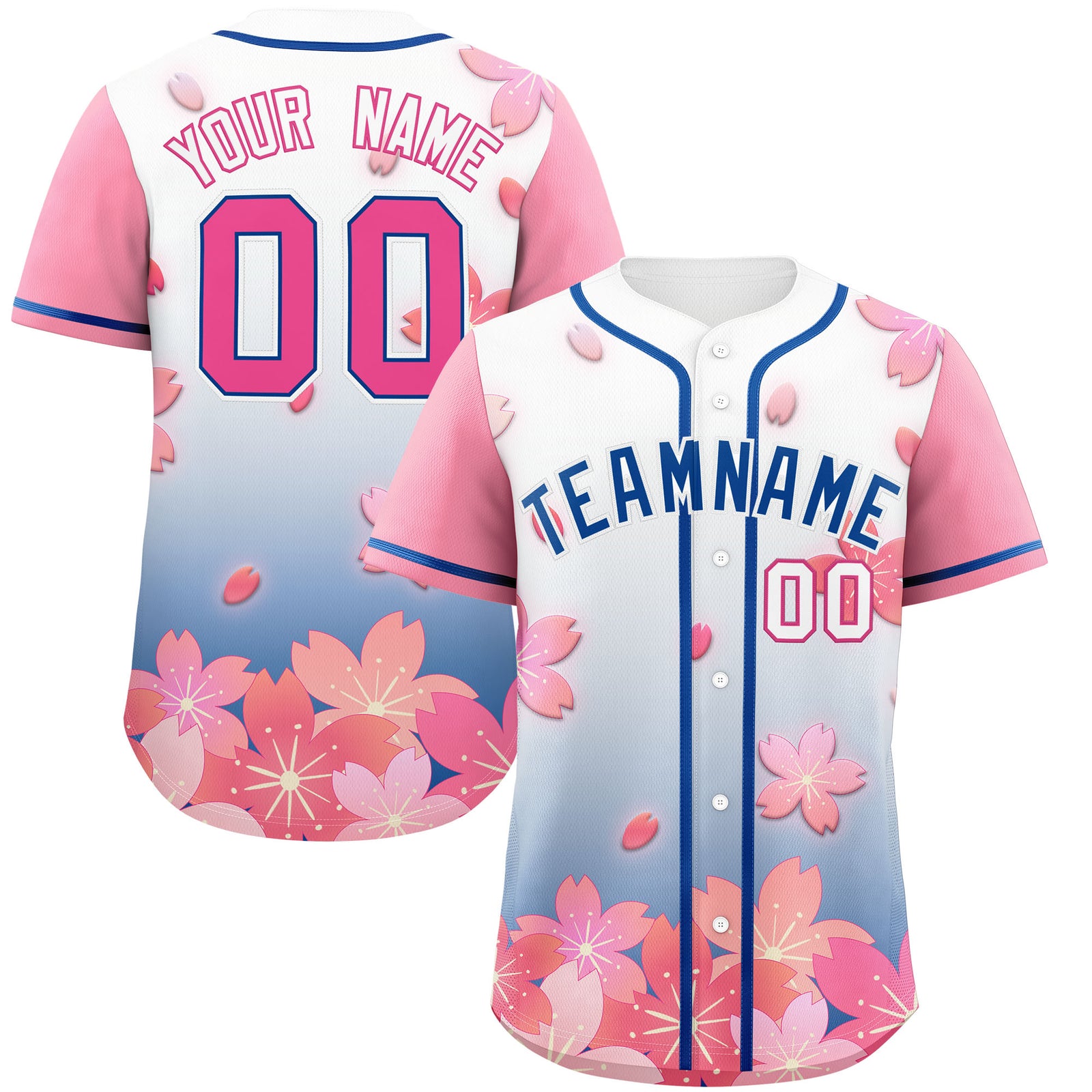 Custom Midnight Blue Pink Gradient Fashion Elastic Baseball Jersey| KXKSHOP