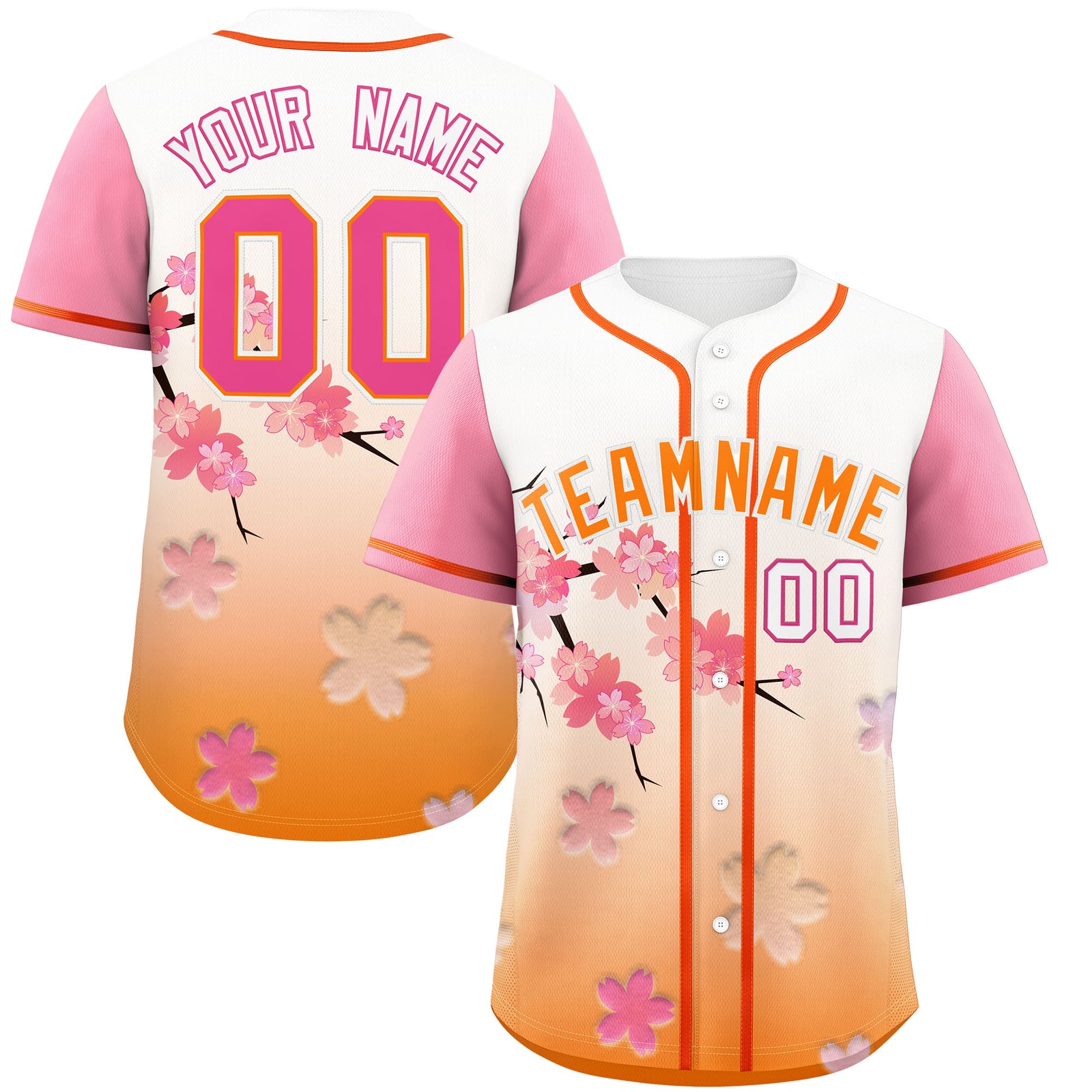Custom Gold Orange Pink Gradient Fashion Elastic Baseball Jersey| KXKSHOP