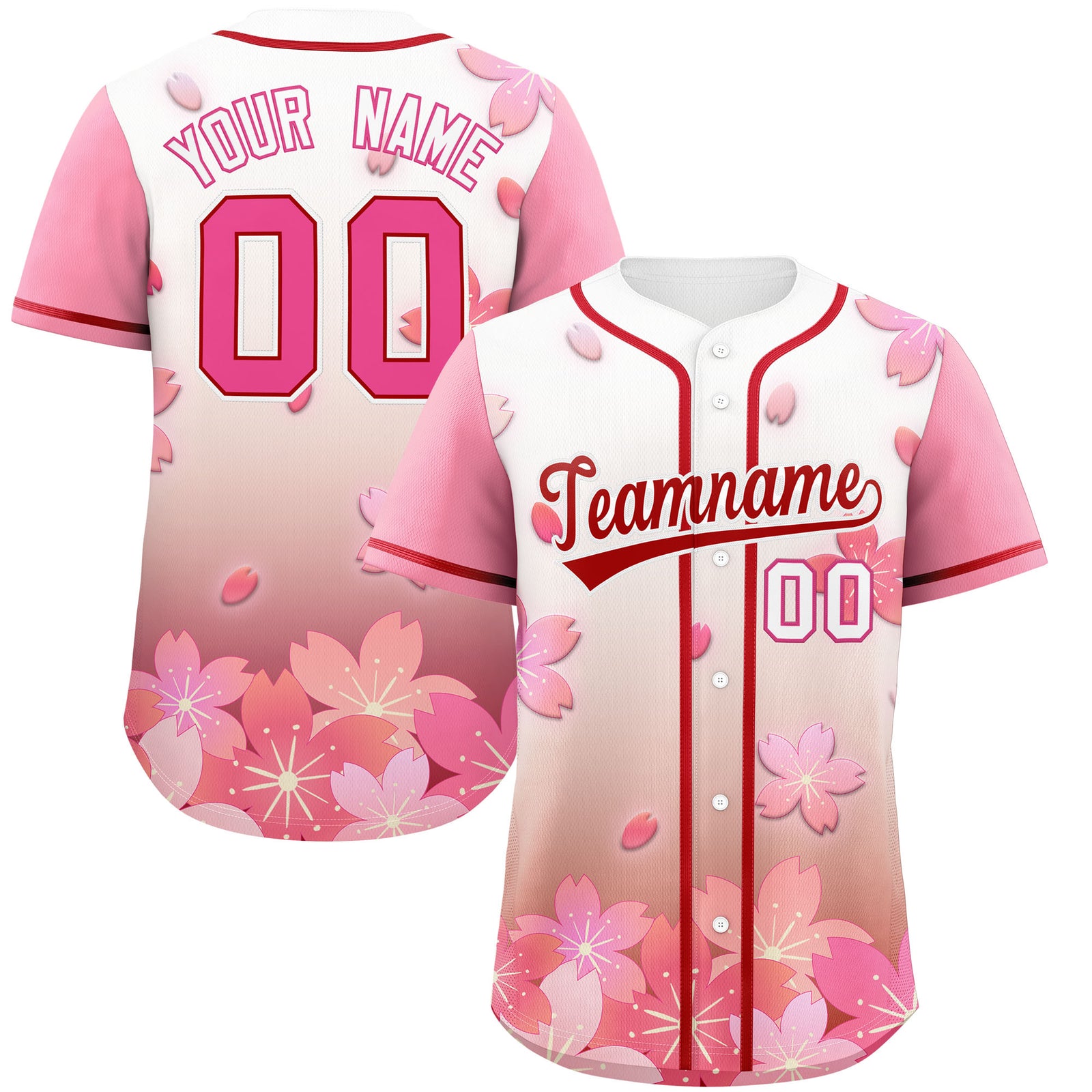 Custom Red Pink Gradient Fashion Elastic Baseball Jersey| KXKSHOP