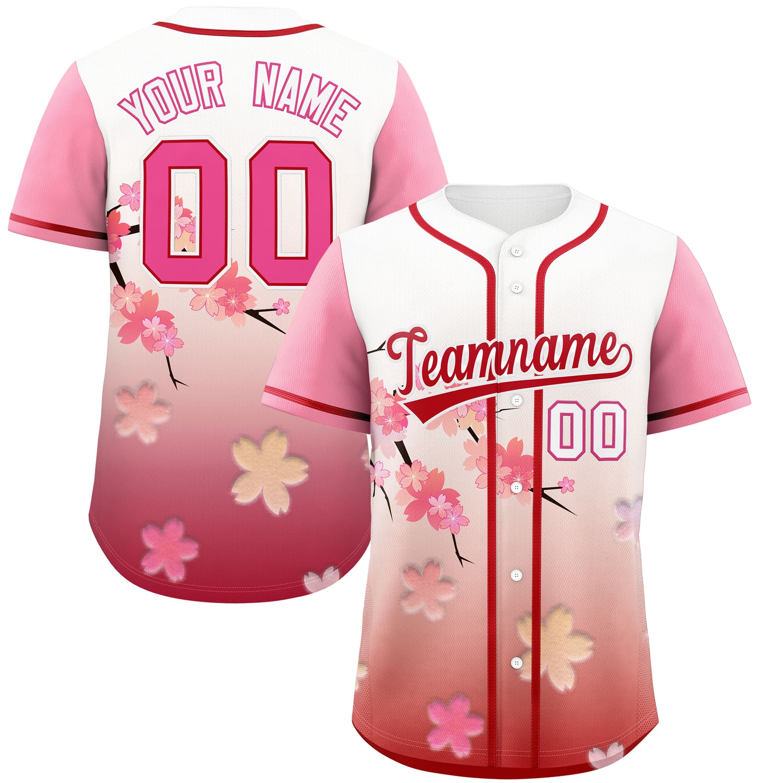 Custom Pink Red Gradient Fashion Elastic Baseball Jersey| KXKSHOP