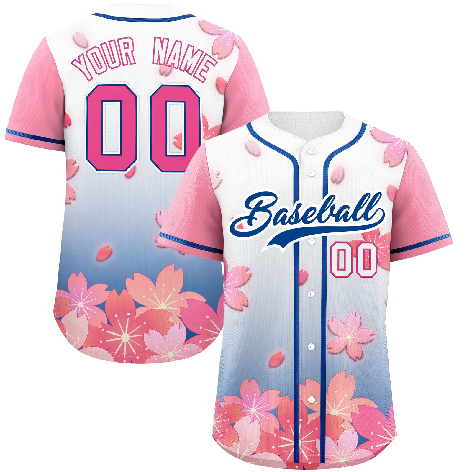 Custom Midnight Blue Pink Gradient Fashion Elastic Baseball Jersey| KXKSHOP