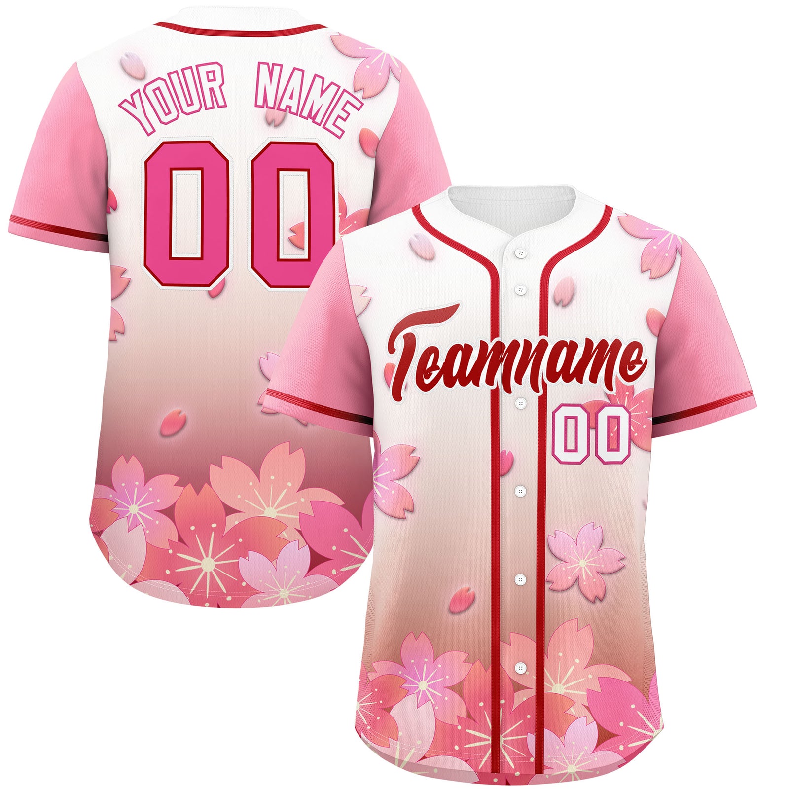 Custom Red Pink Gradient Fashion Elastic Baseball Jersey| KXKSHOP