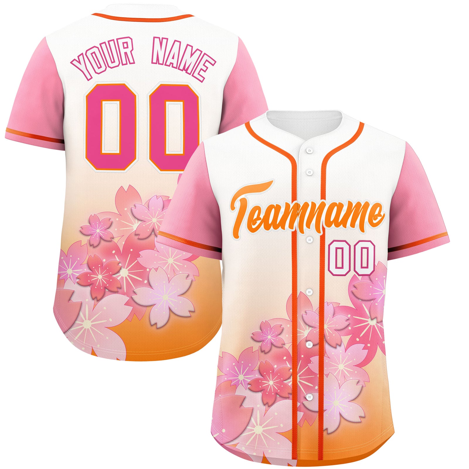 Custom Gold Orange Pink Gradient Fashion Elastic Baseball Jersey| KXKSHOP