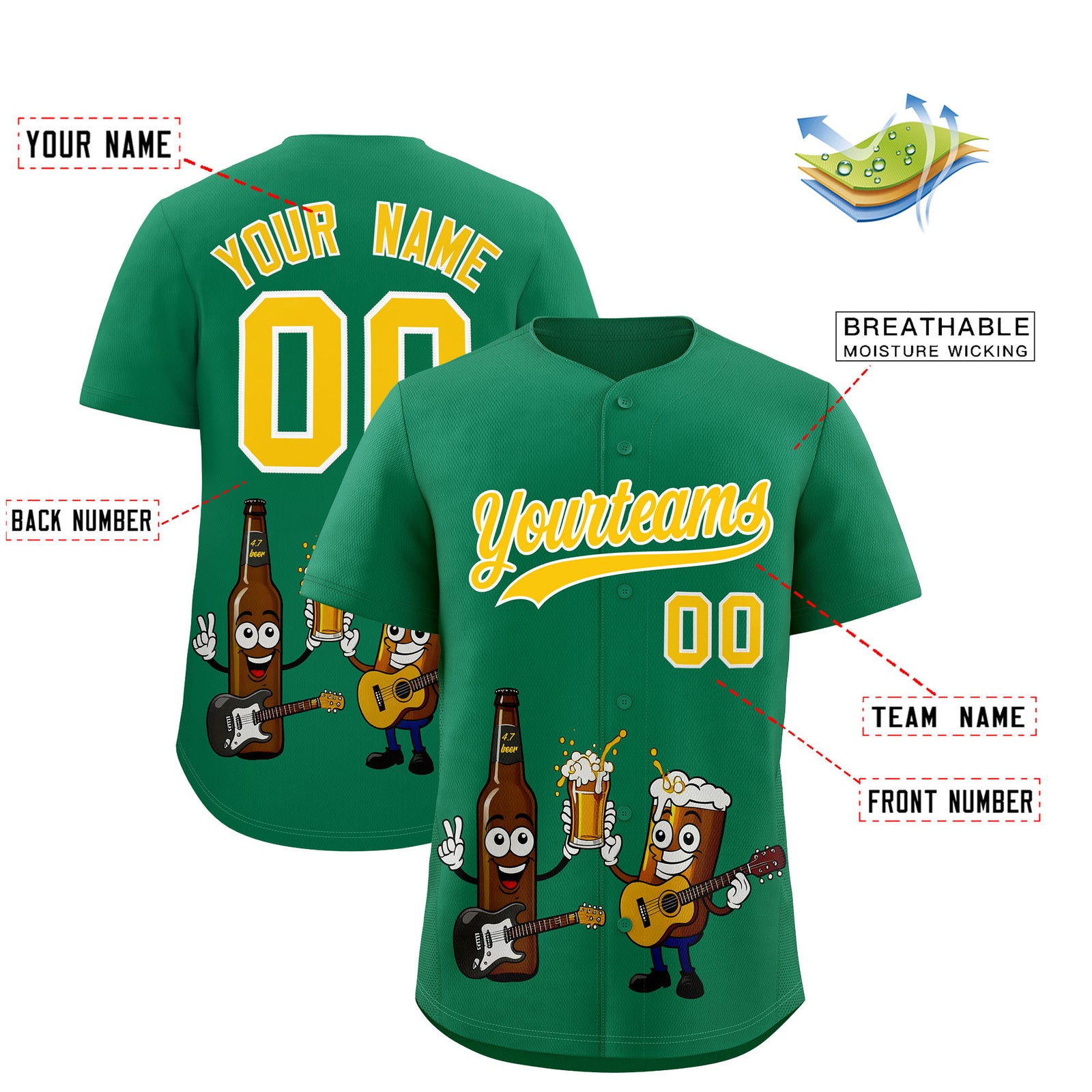 Custom Kelly Green Personalized Team Shirts for Parties & Training | KXKSHOP