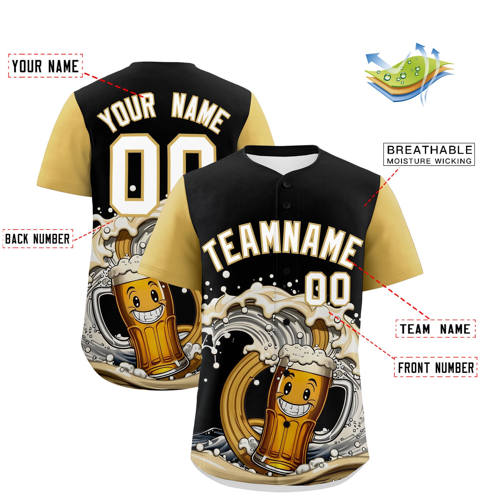Custom Old Gold Personalized Team Shirts for Parties & Training | KXKSHOP