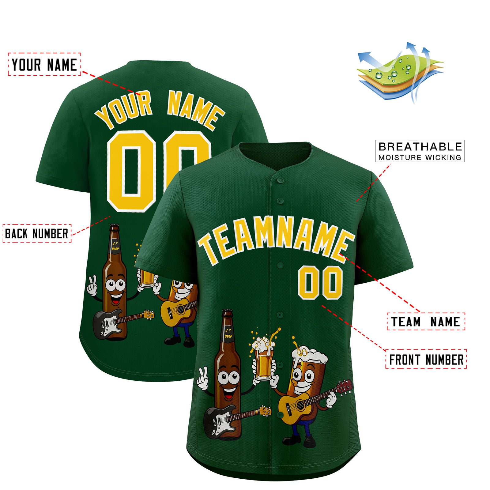 Custom Green Personalized Team Shirts for Parties & Training | KXKSHOP