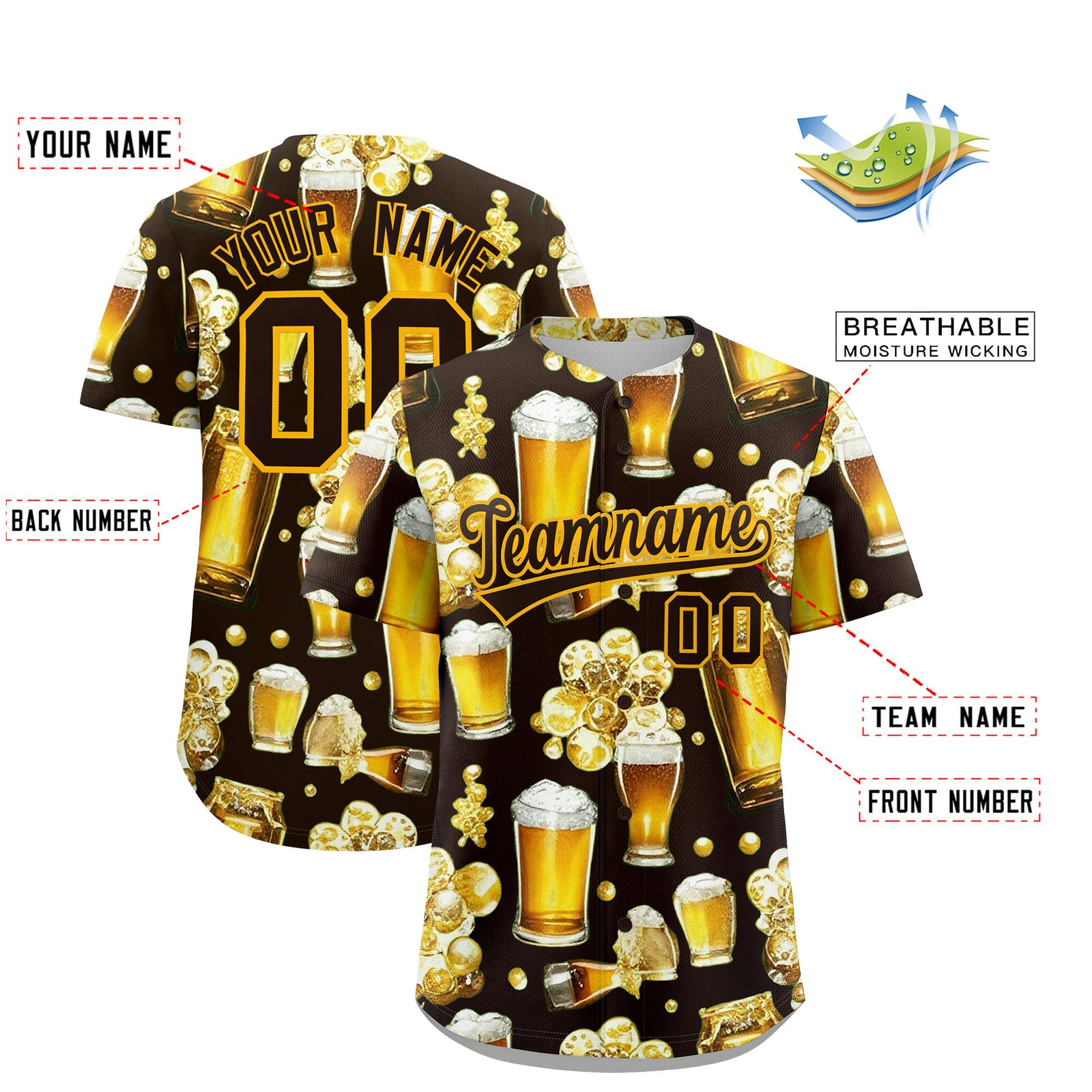 Custom Brown Personalized Team Shirts for Parties & Training | KXKSHOP