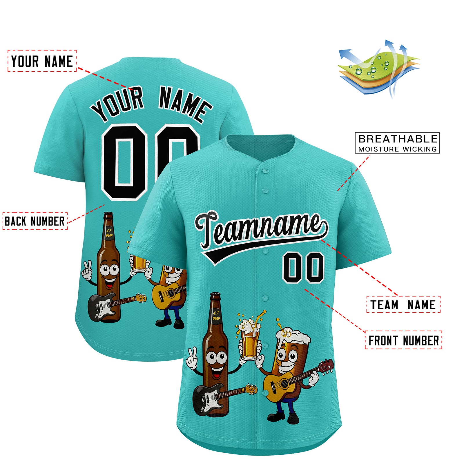 Custom Teal Personalized Team Shirts for Parties & Training | KXKSHOP