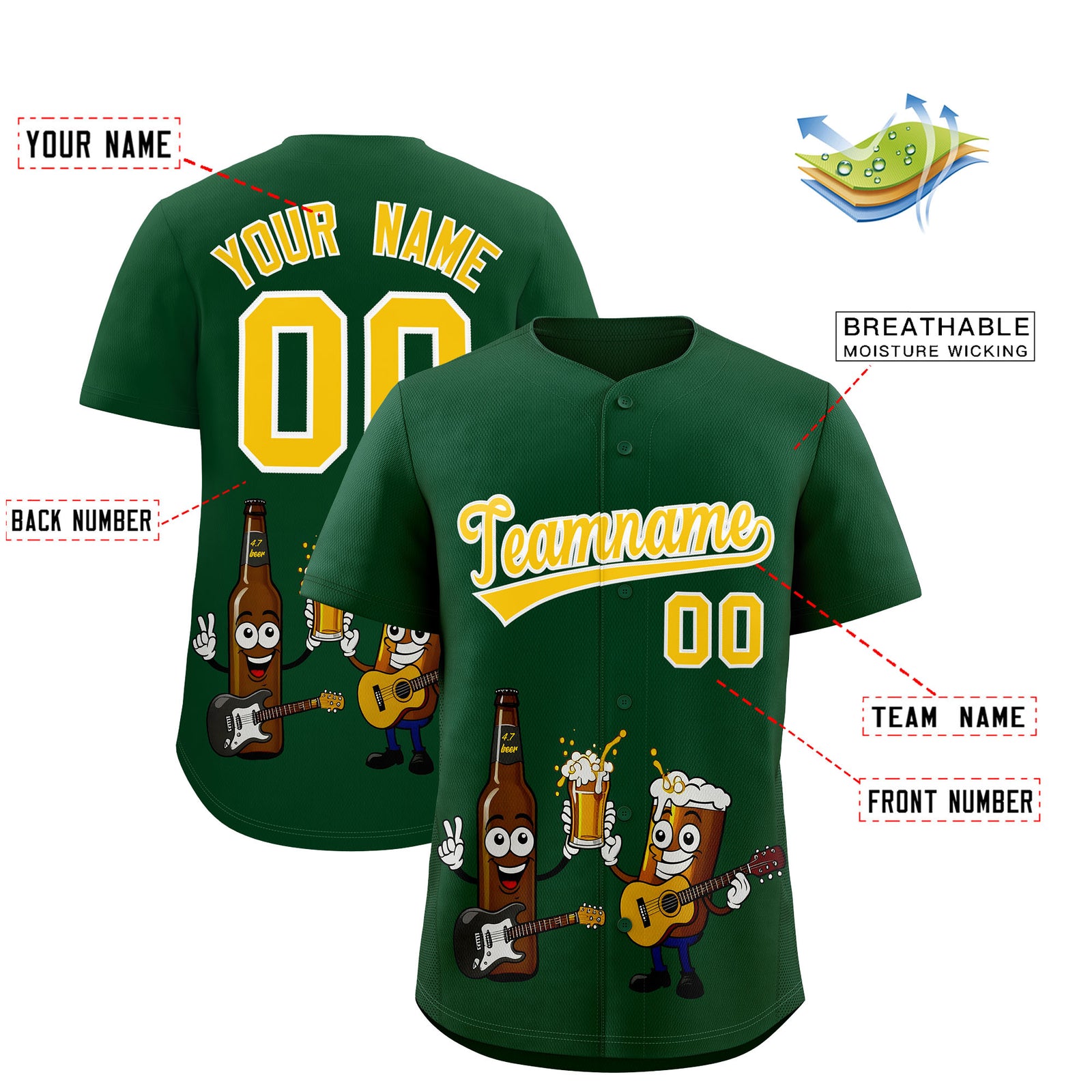 Custom Green Personalized Team Shirts for Parties & Training | KXKSHOP