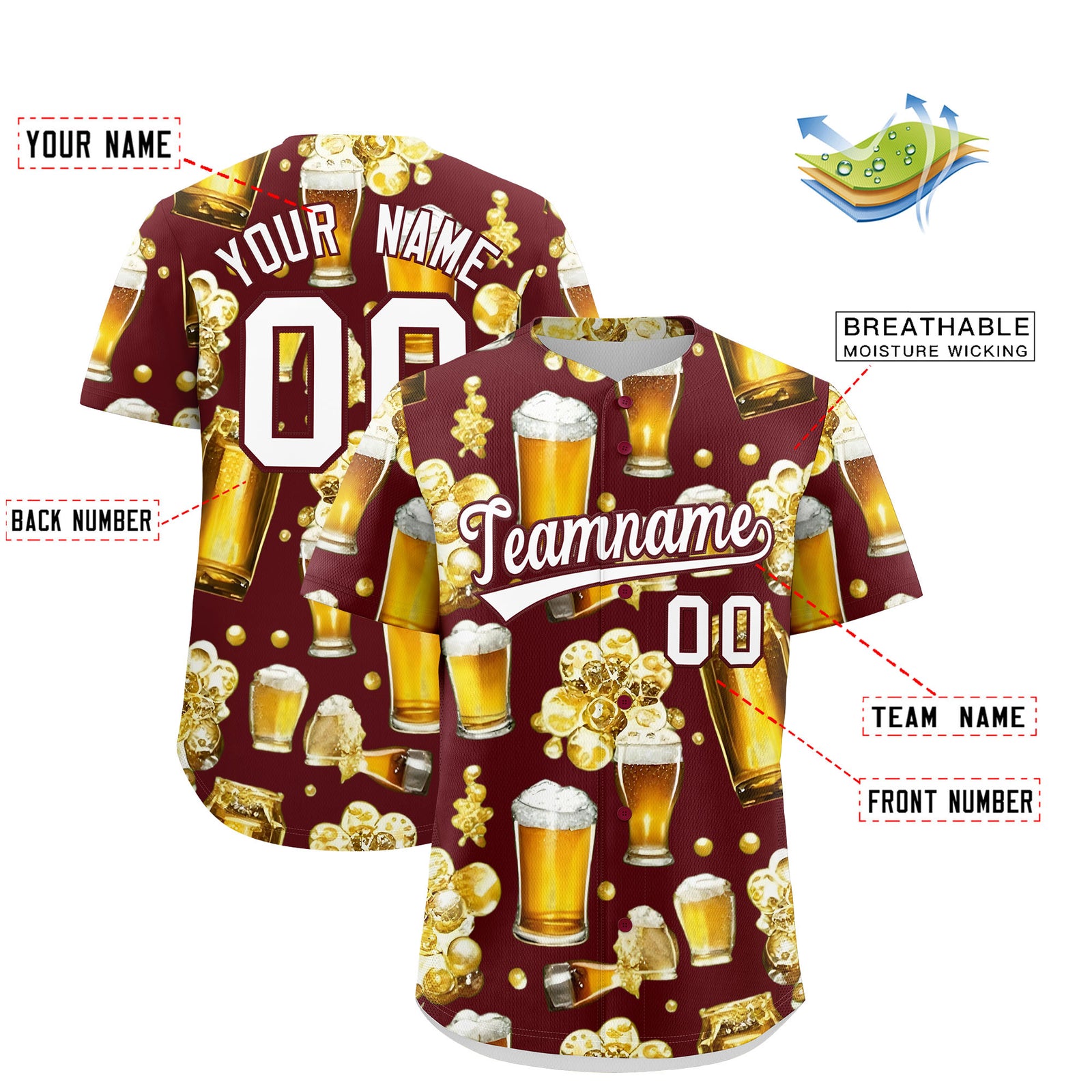 Custom Burgundy Personalized Team Shirts for Parties & Training | KXKSHOP